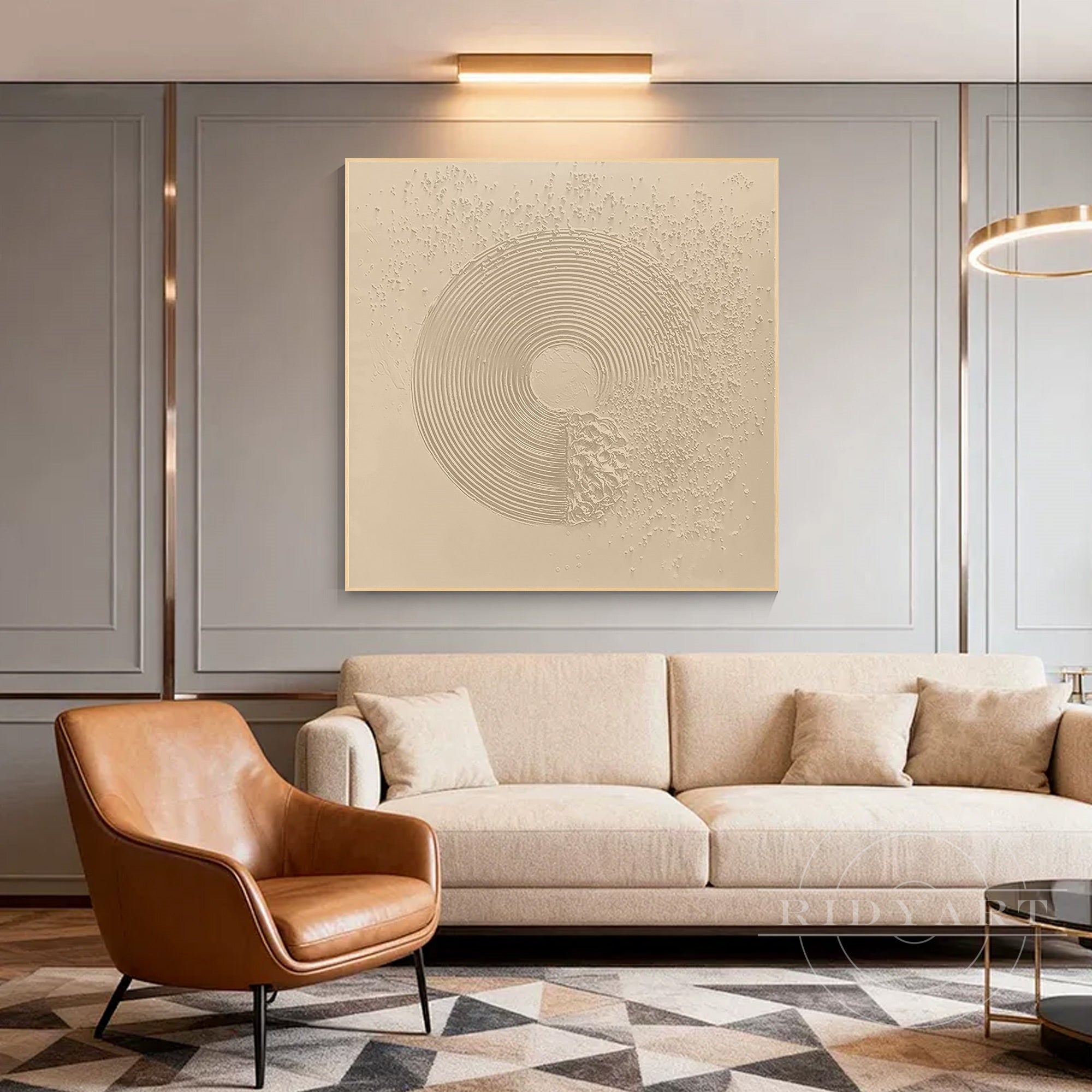 Textured enso circle wall art modern wabi sabi decor