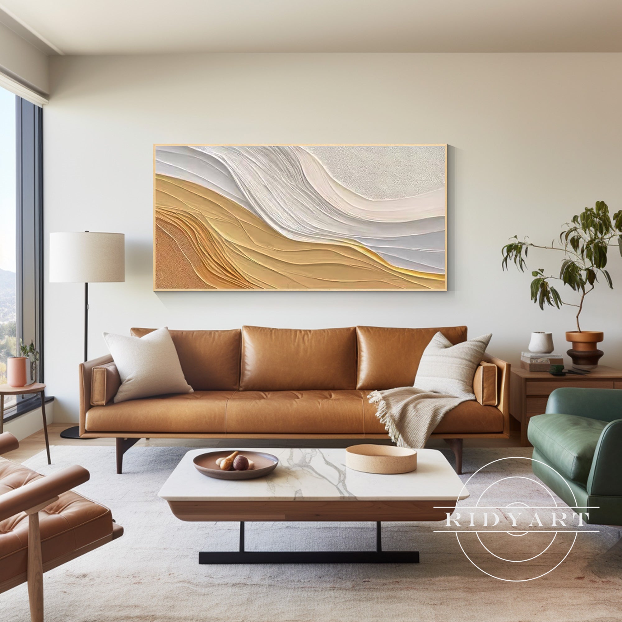 3D textured beach plaster wall art
