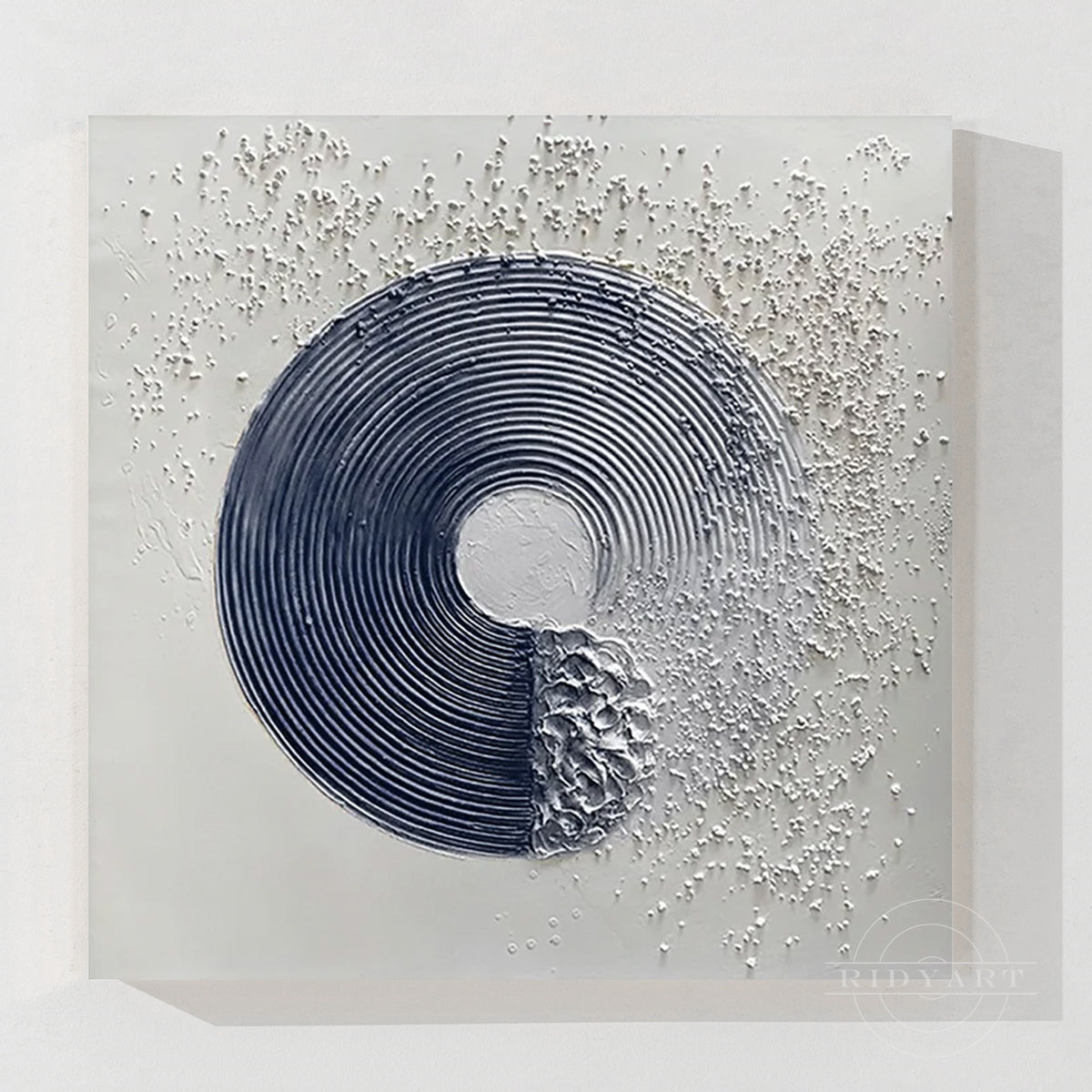 Navy Blue Textured Abstract Painting
