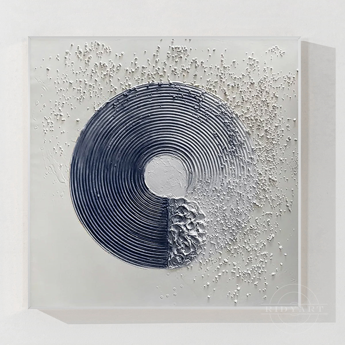 Navy Blue Textured Abstract Painting