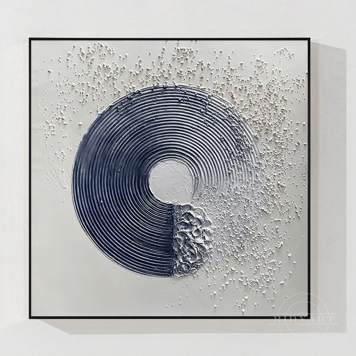 Navy Blue Textured Abstract Painting