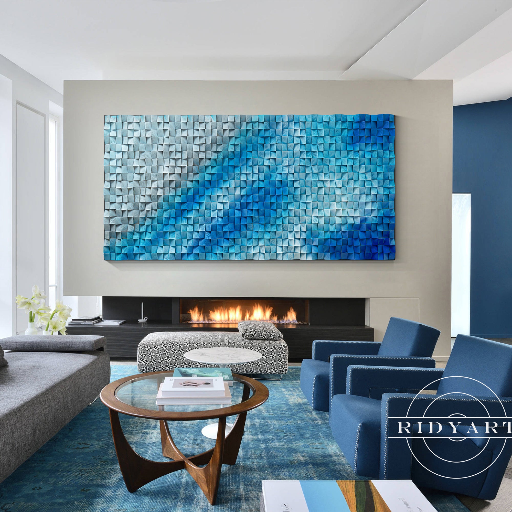 Modern wooden wall decor for bedroom or office