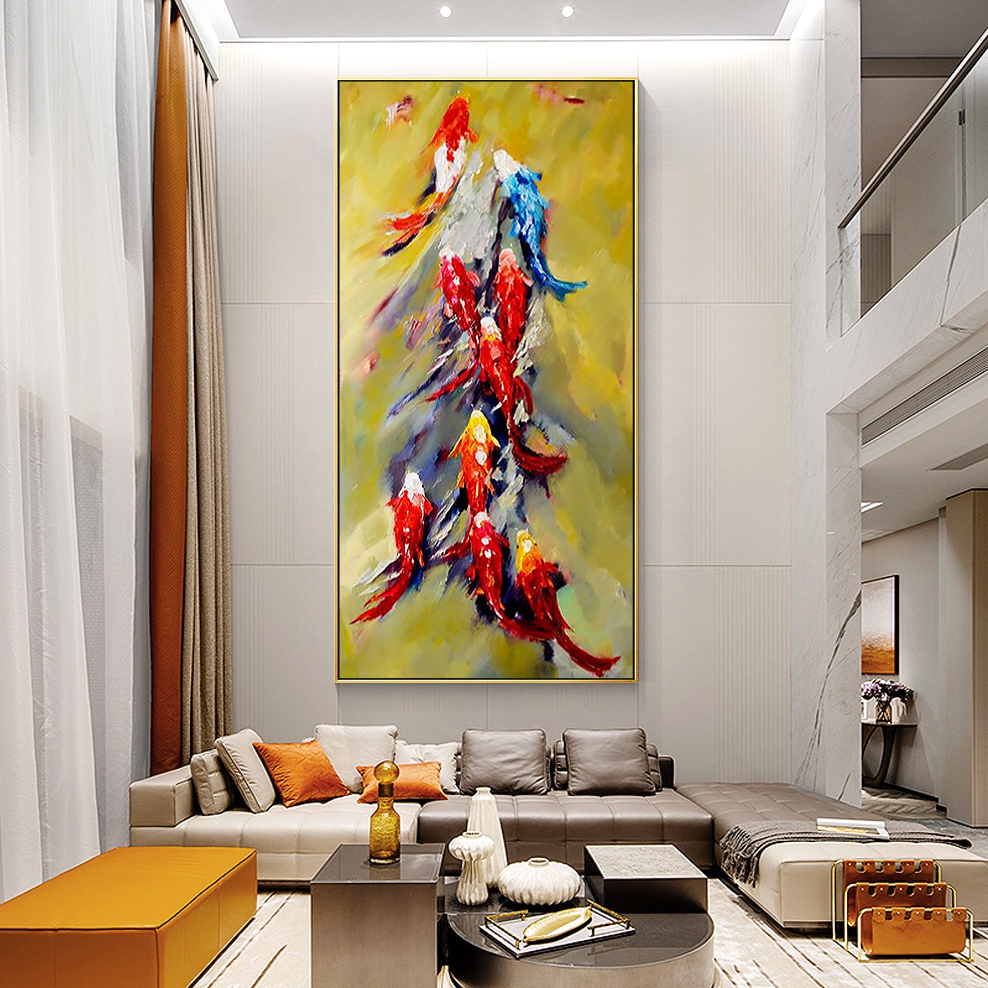 Colorful Koi Fish Painting Feng Shui Art