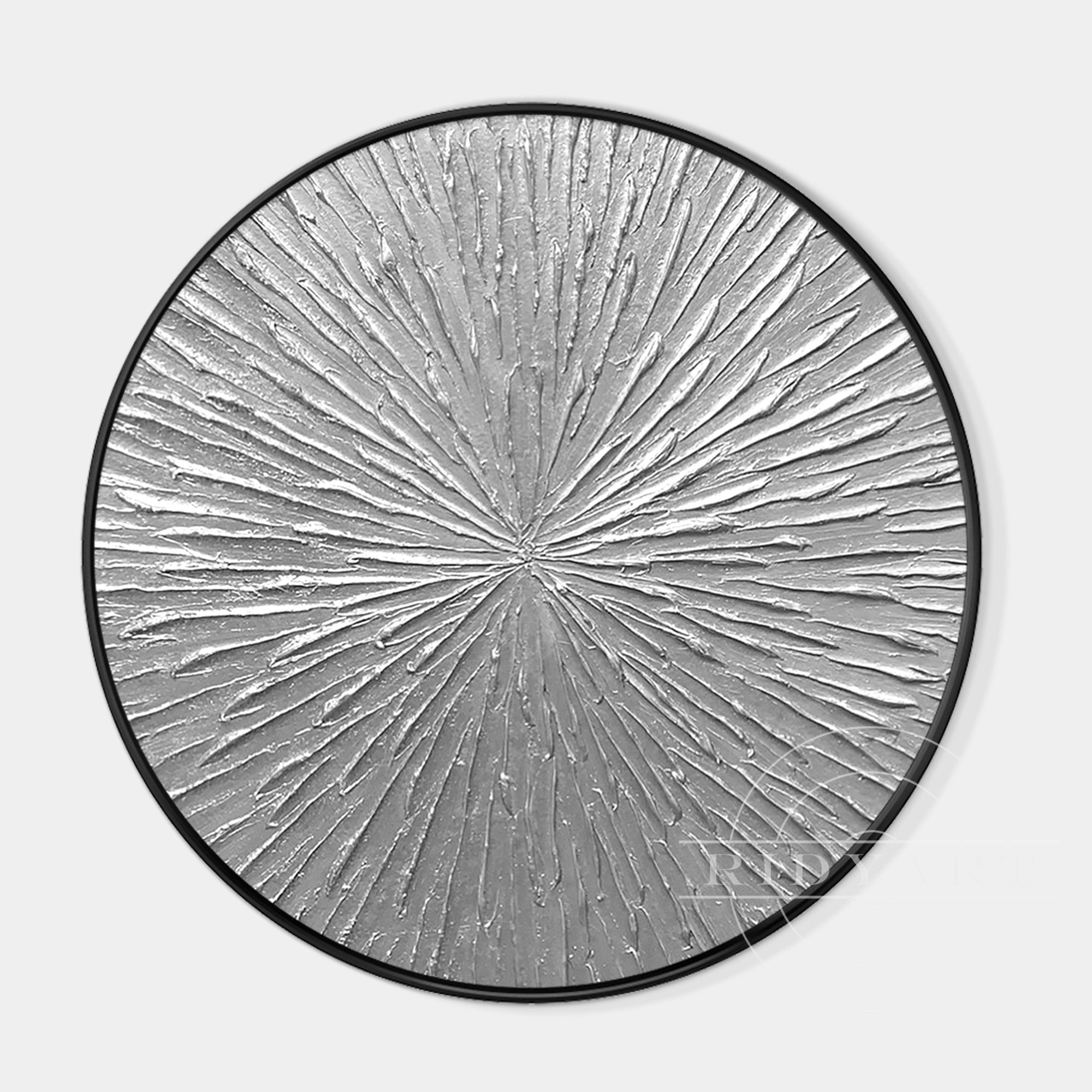 Round Silver Leaf 3D Textured Wall Art