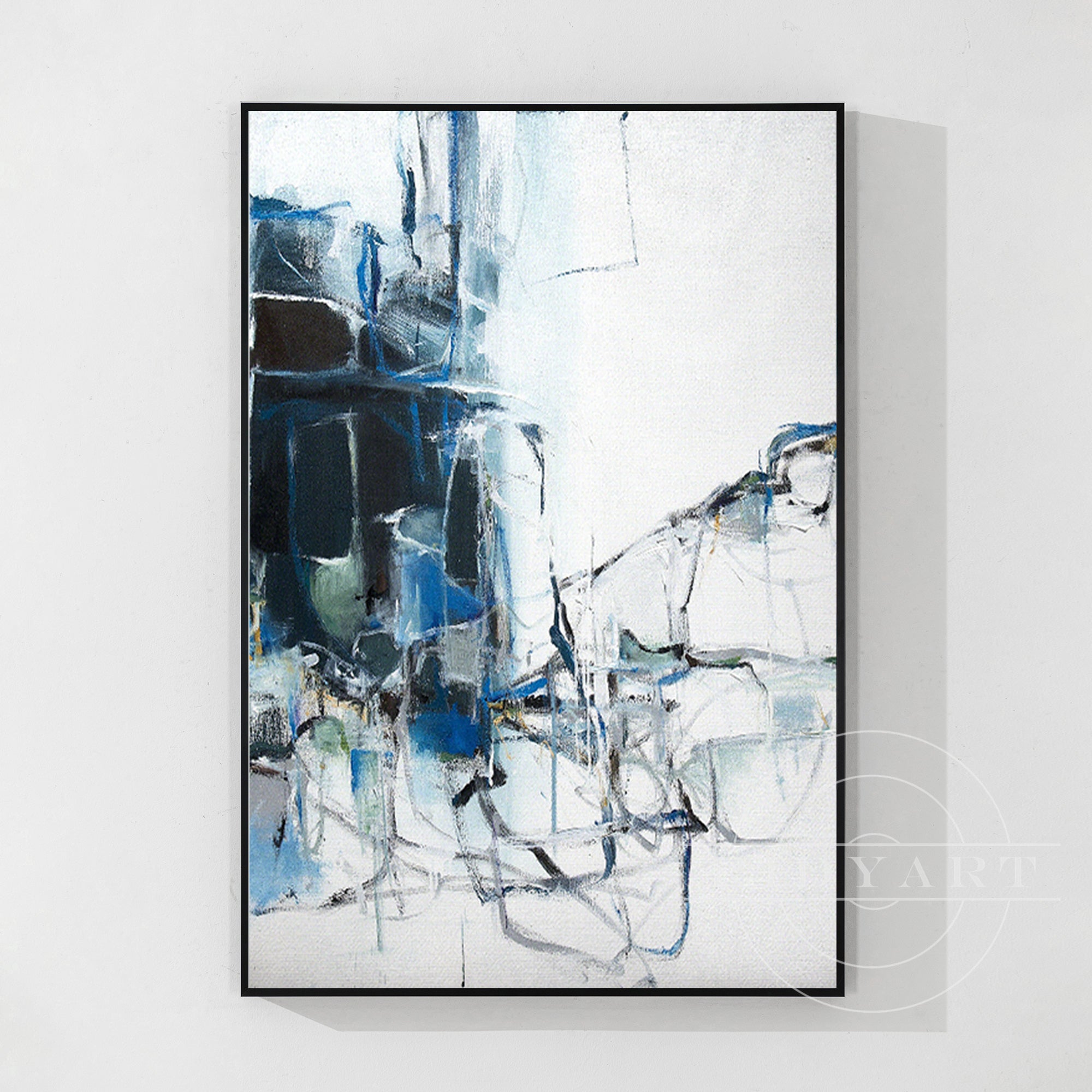 Blue Abstract Painting - Extra Large Navy Textured Wall Art