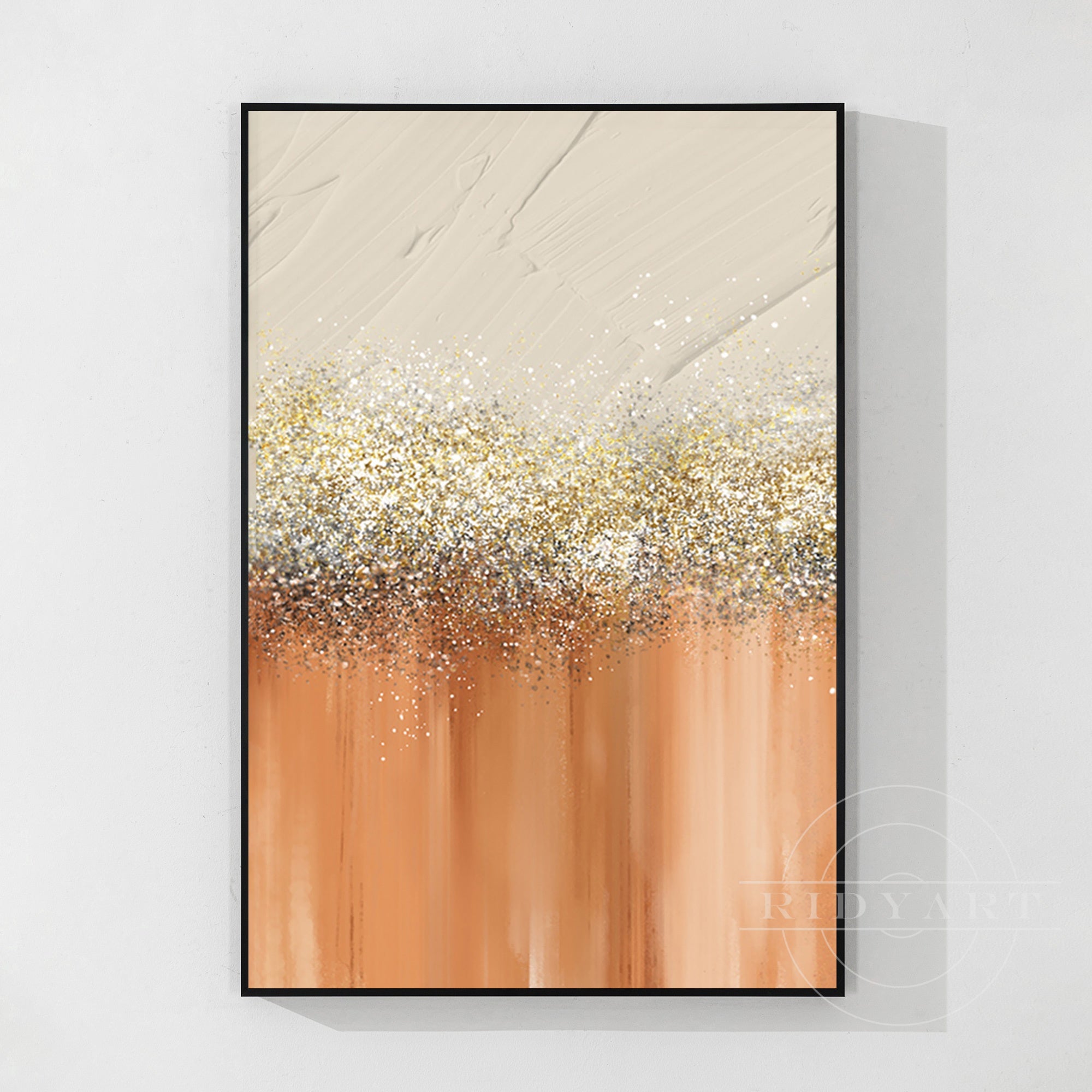 Orange Gold Silver wall art