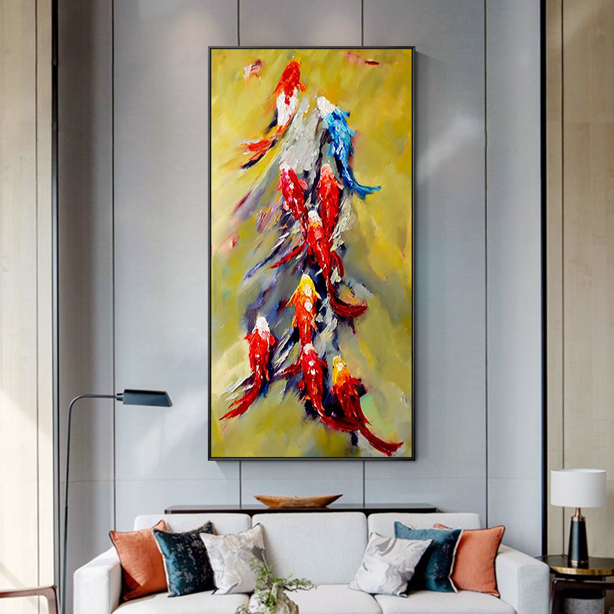 Colorful Koi Fish Painting Feng Shui Art