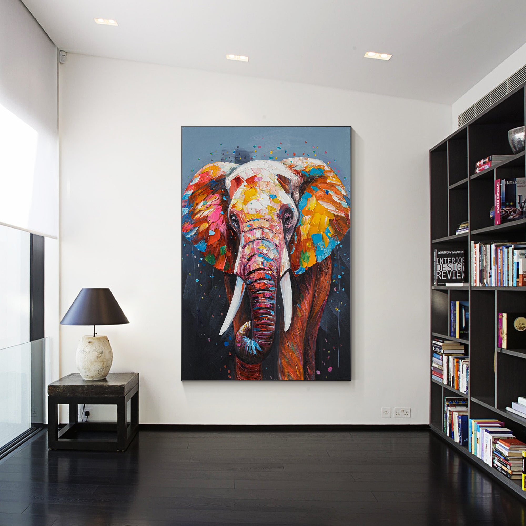 Luxury Colorful Elephant Wildlife Oil Painting