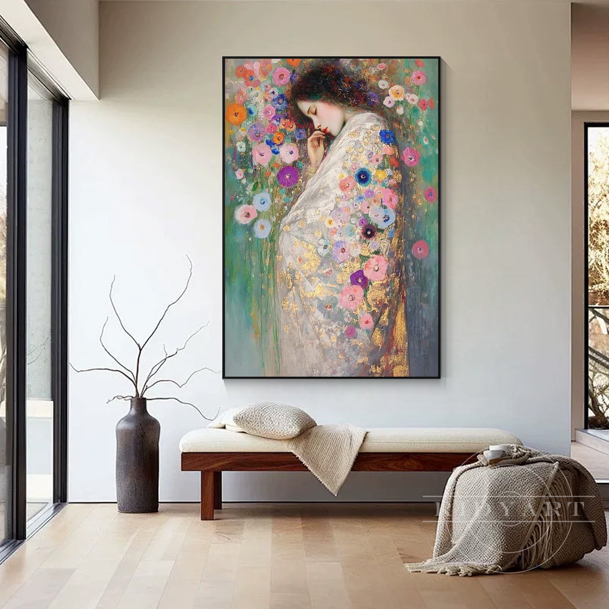 dreamy pastel artwork with flowers and feminine details