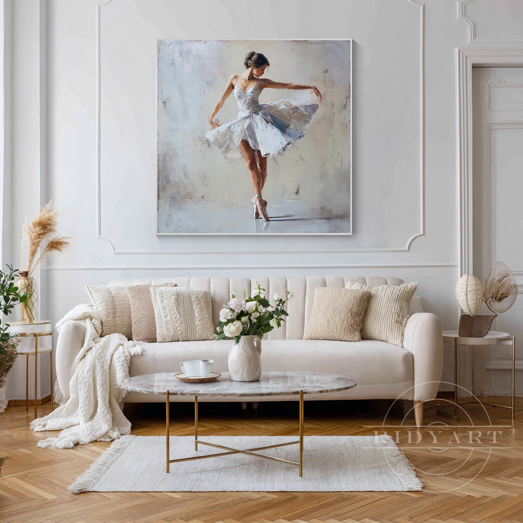 Elegant ballerina dancing girl art large modern wall painting