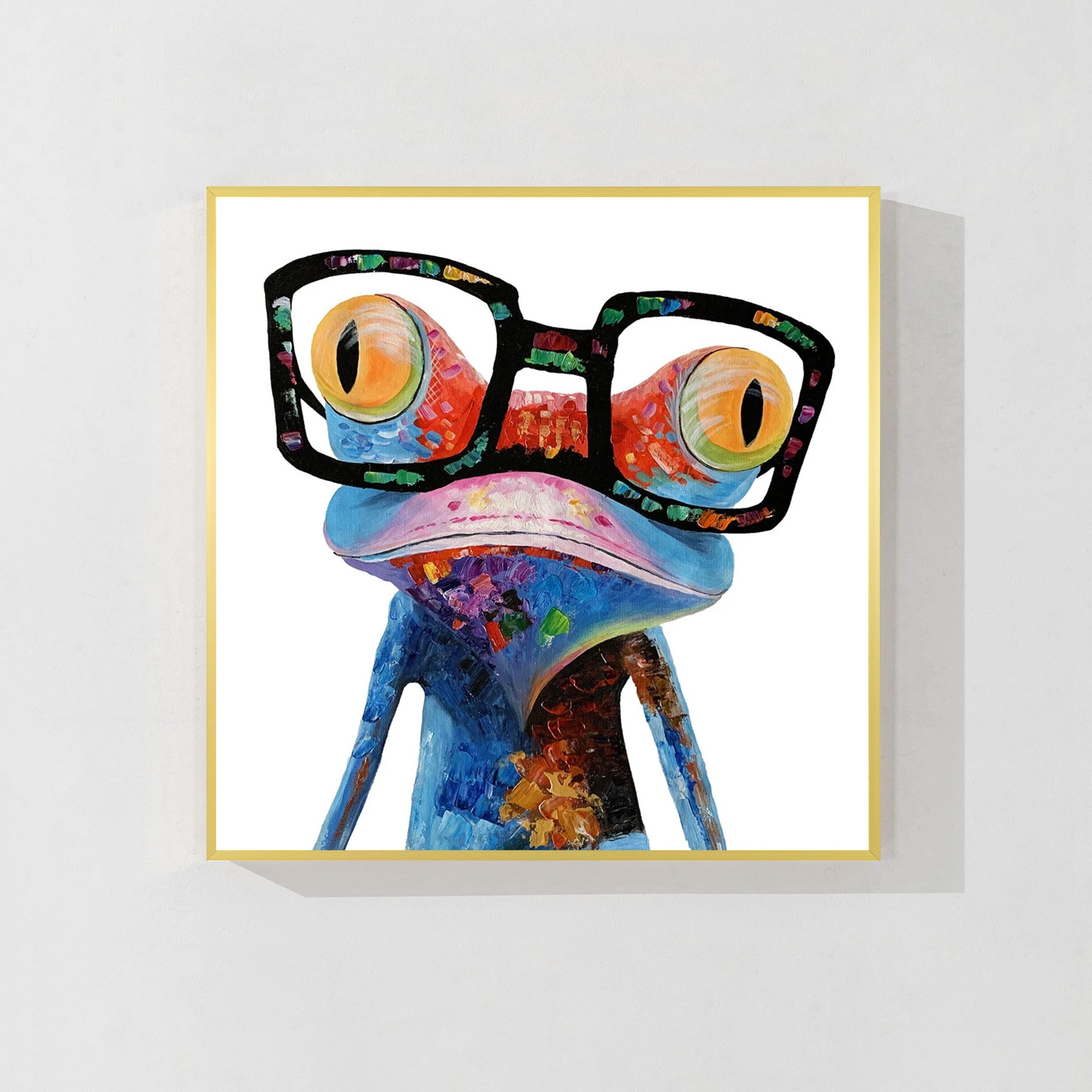 Rainbow Frog With Glasses Fun Animals Painting