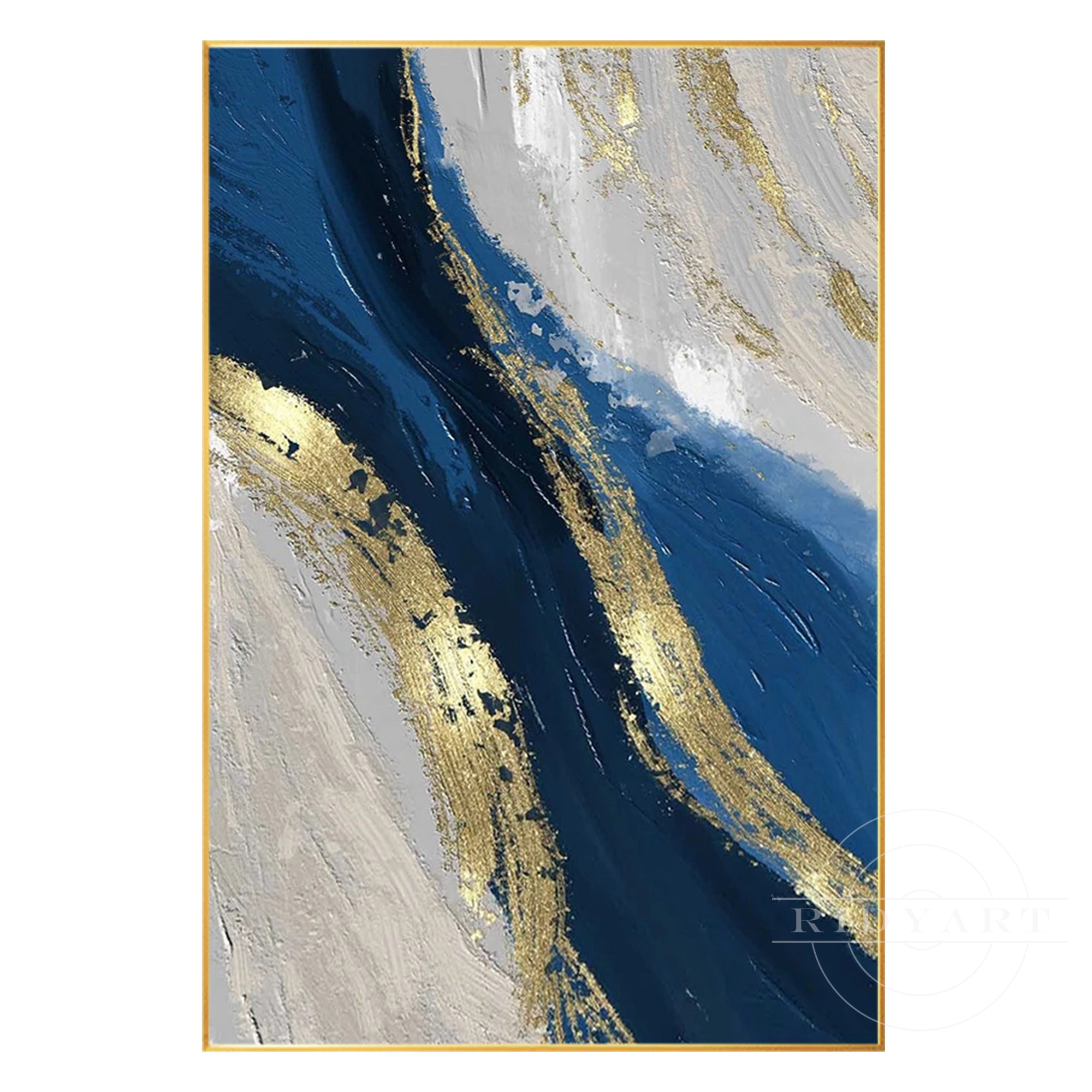 Navy blue Gold Ocean Painting