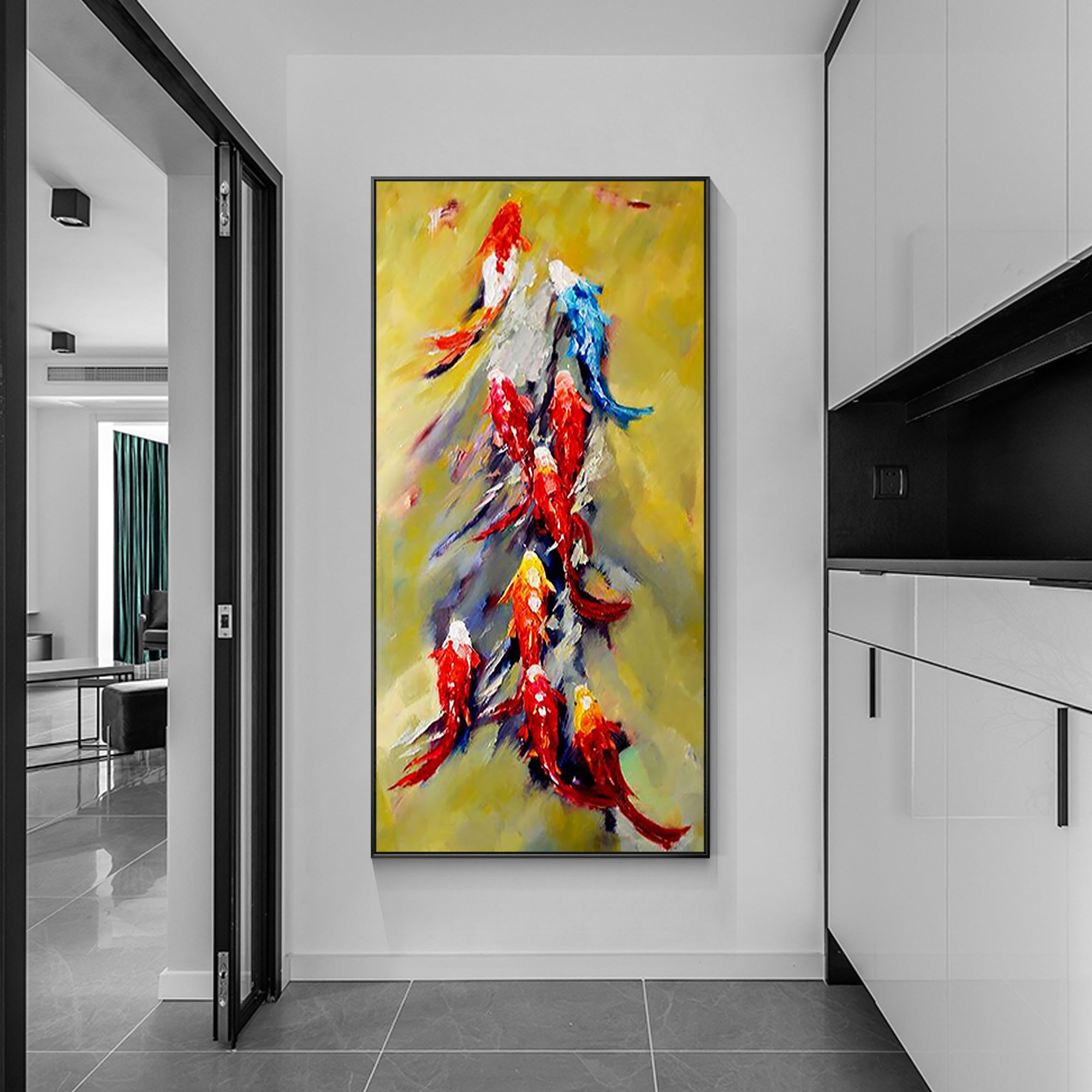 Colorful Koi Fish Painting Feng Shui Art