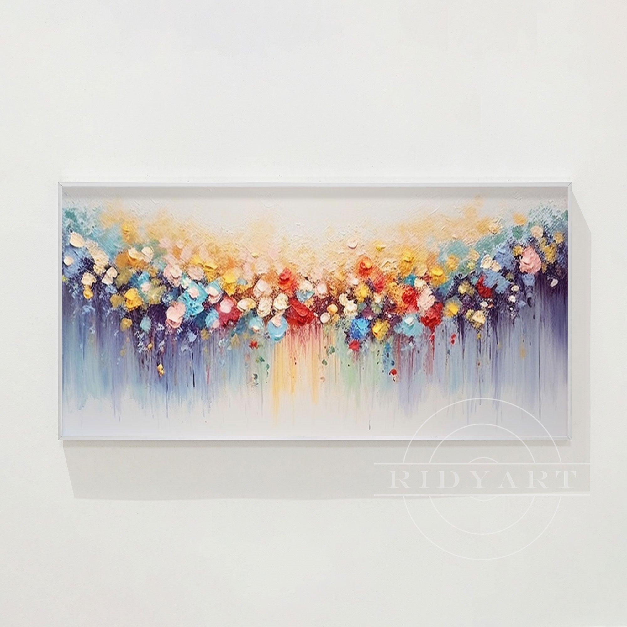 Colorful Abstract Flower Painting - 3D Textured Large Wall Art