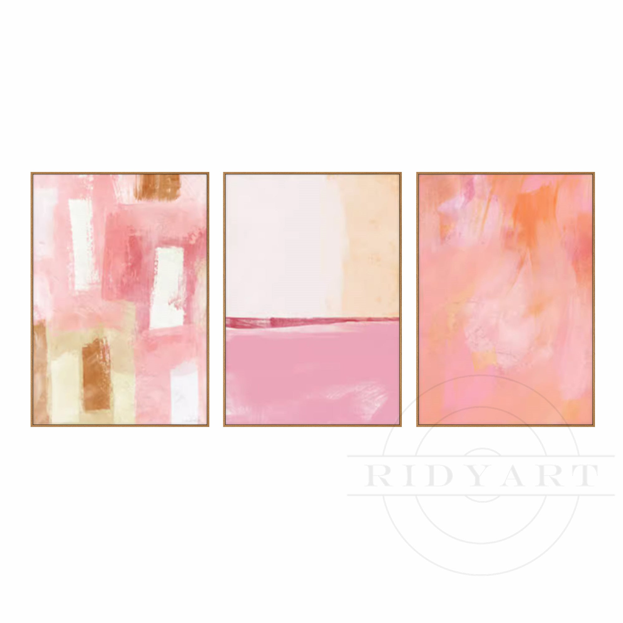 Set of 3 Abstract Blush Wall Art