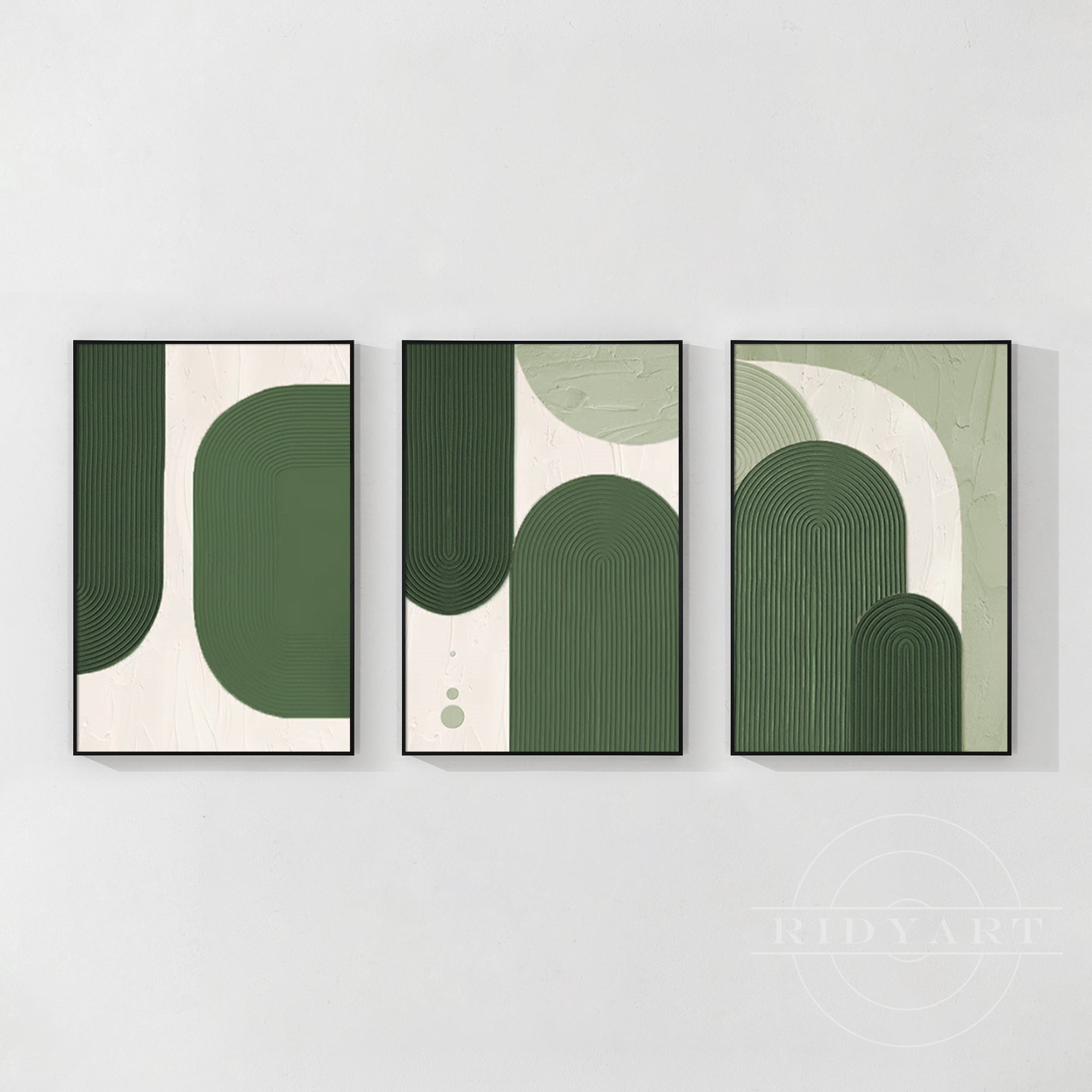 Triptych Sage green Textured art