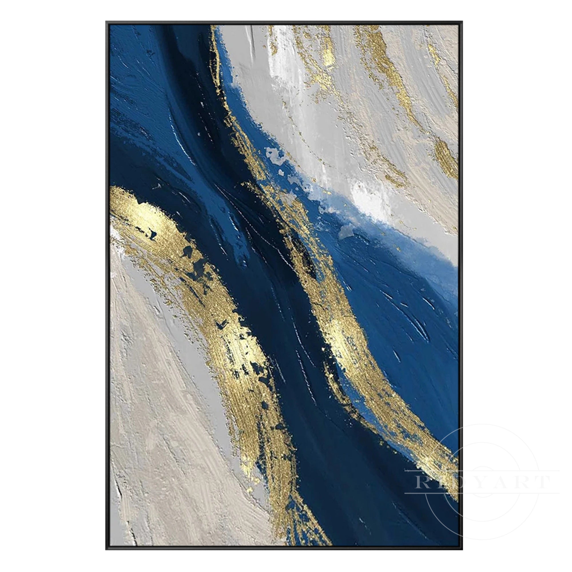 Navy blue Gold Ocean Painting