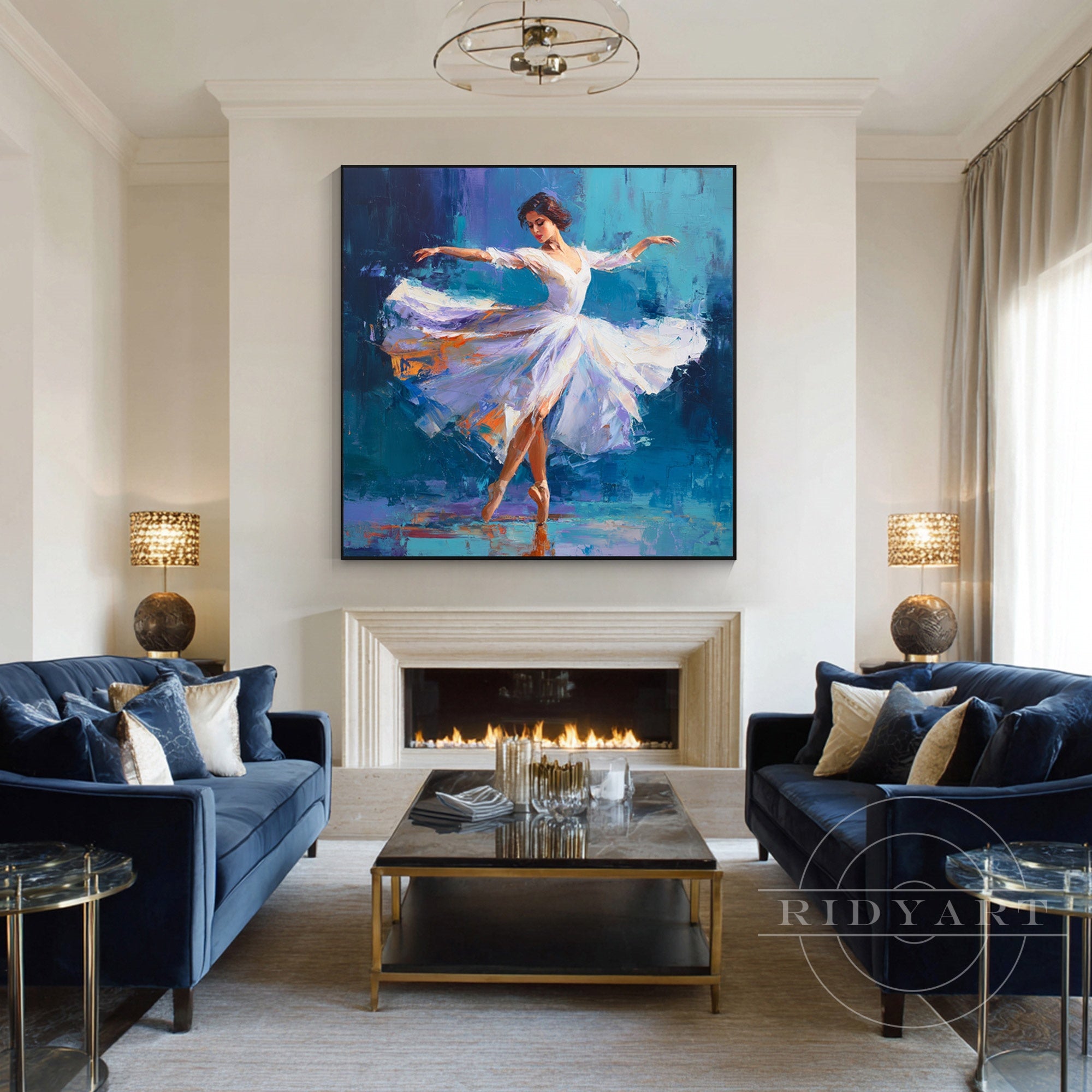 elegant ballerina painting textured canvas wall art