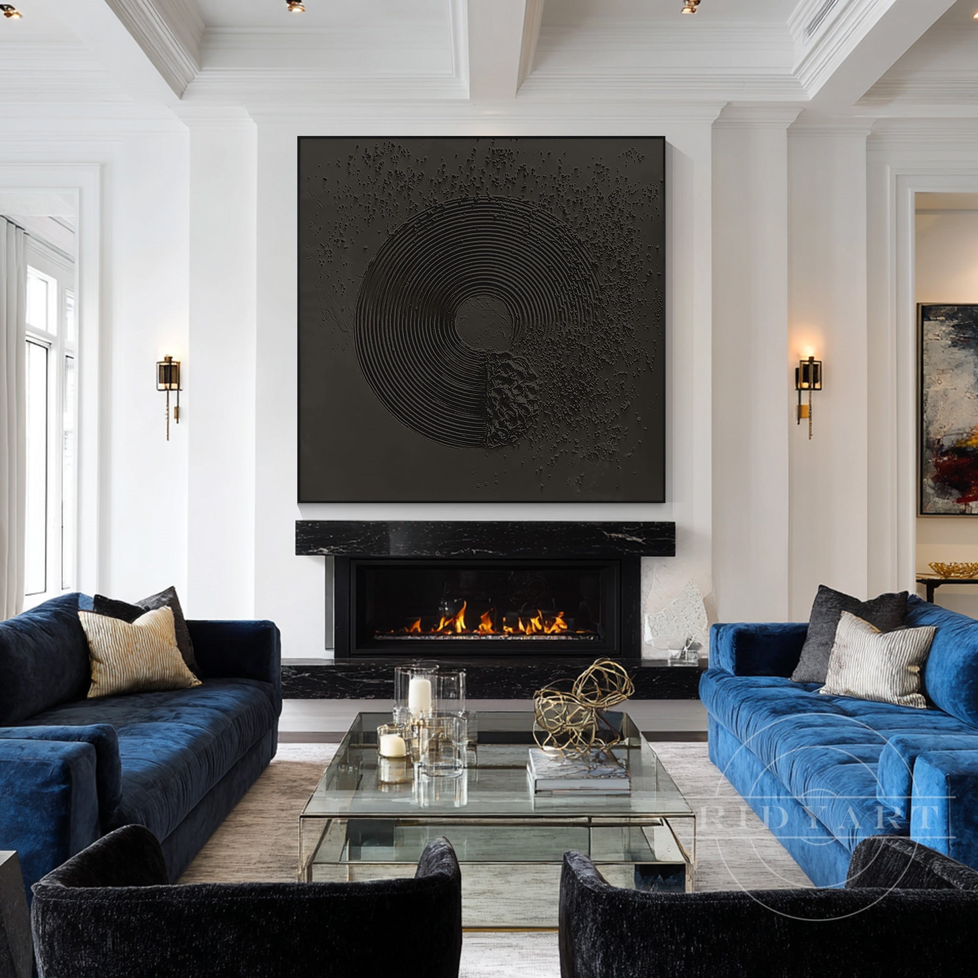 Modern black canvas wall art minimalist home decor