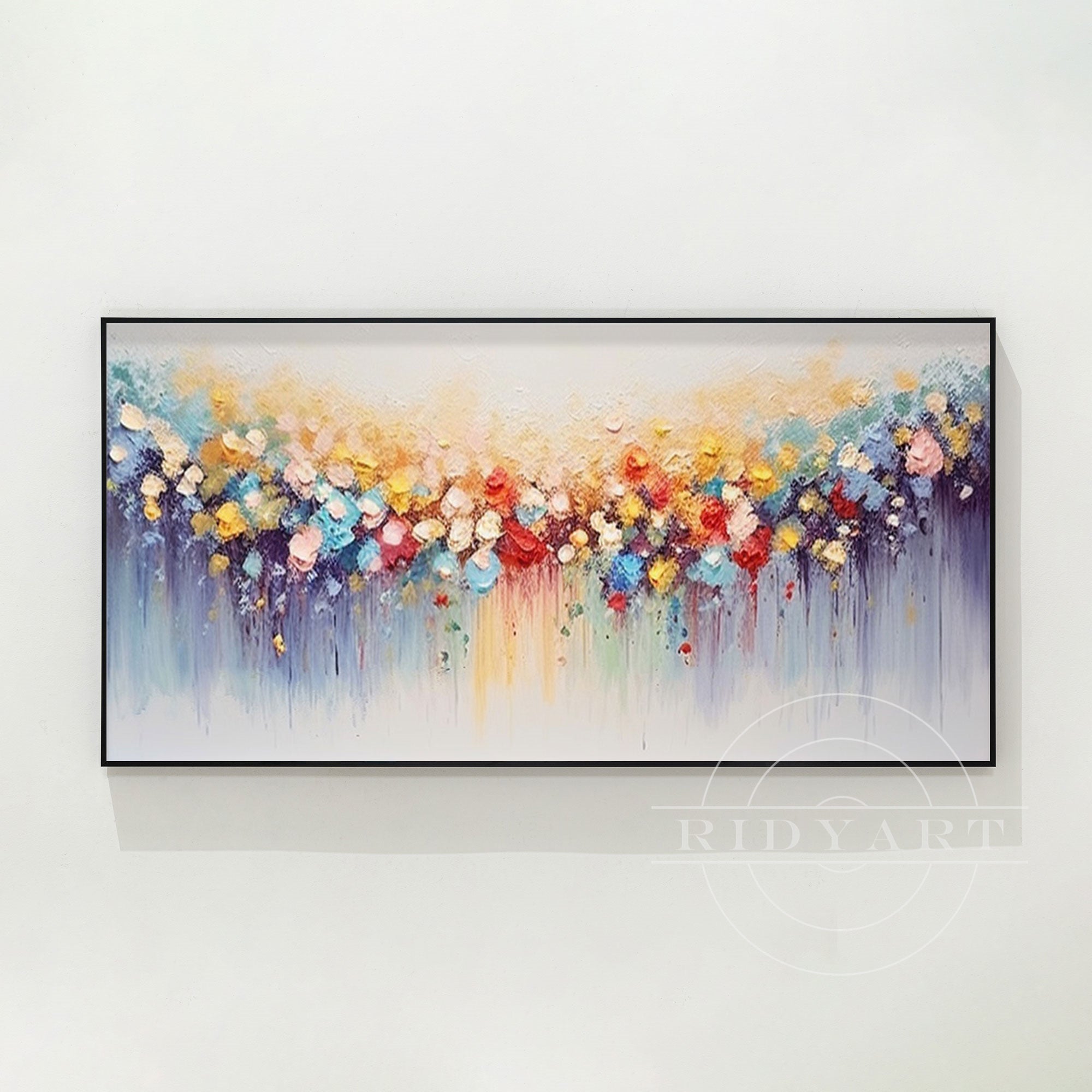 Colorful Abstract Flower Painting - 3D Textured Large Wall Art