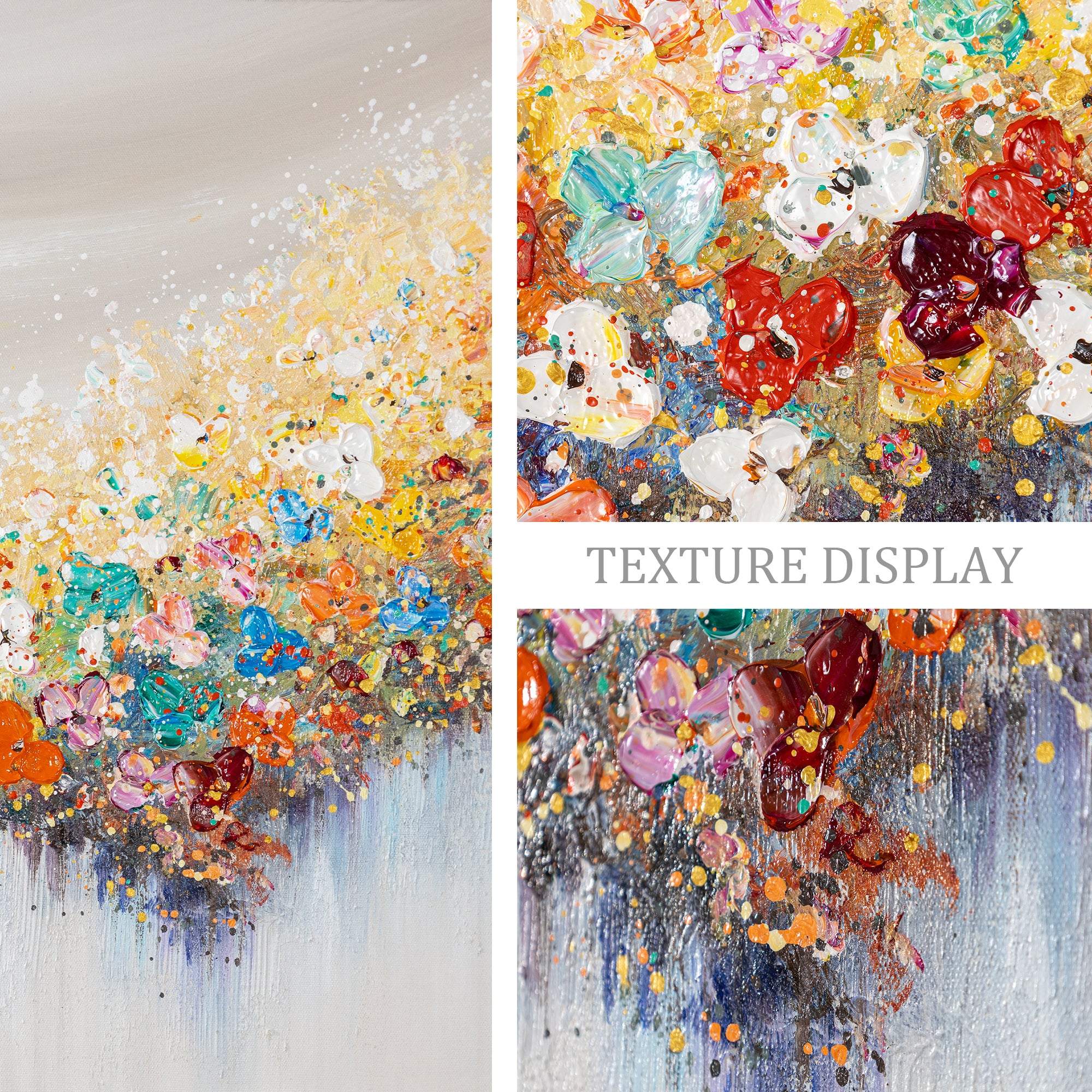 Colorful Flowers Painting - 3D Textured Extra Large Wall Art