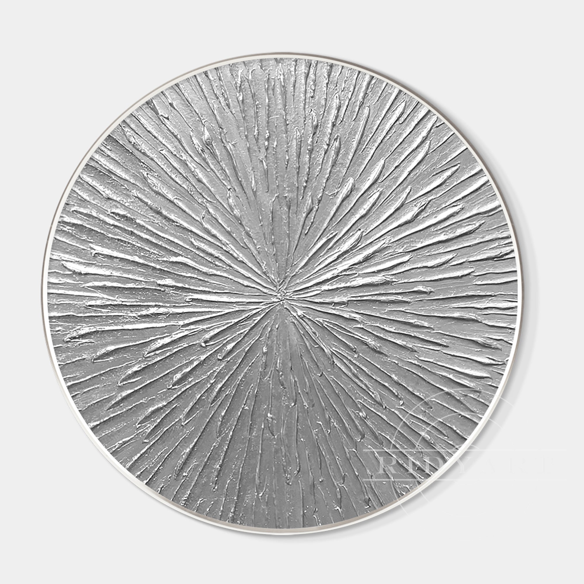 Round Silver Leaf 3D Textured Wall Art