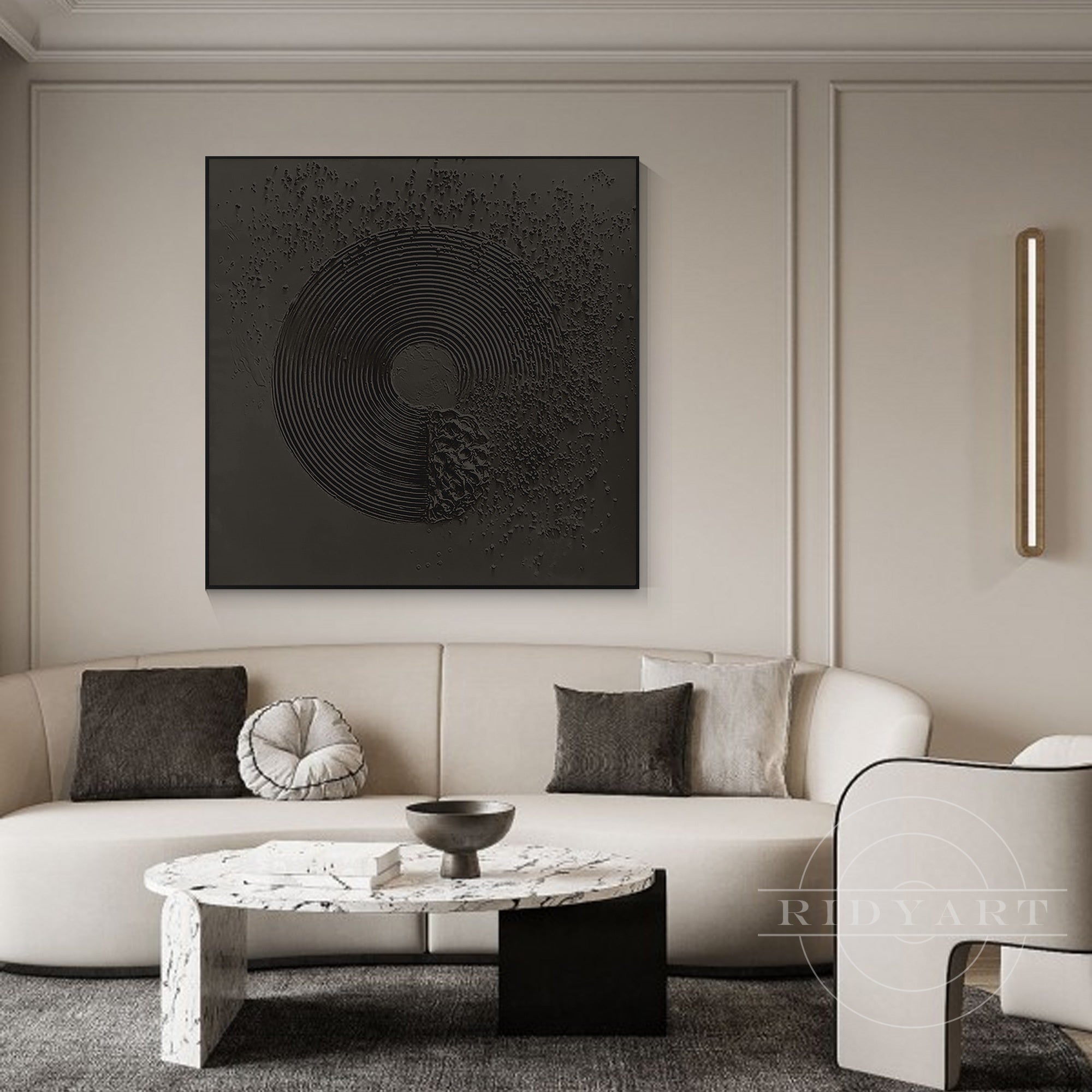 Zen enso circle wall art black abstract canvas