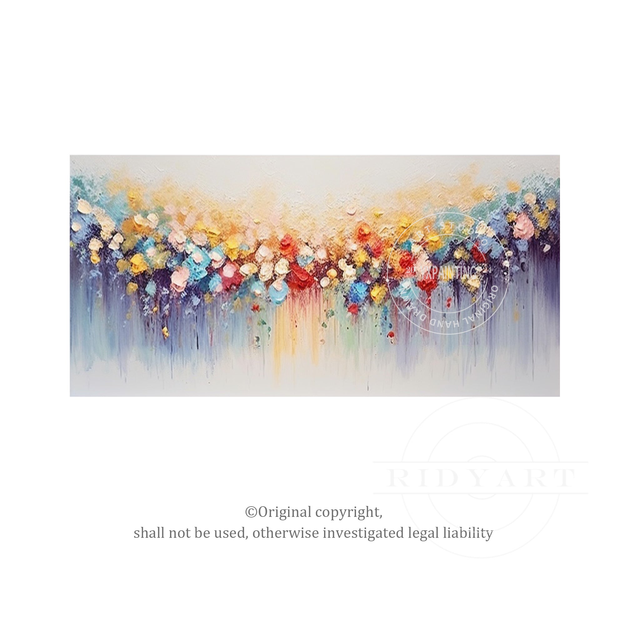 Colorful Abstract Flower Painting - 3D Textured Large Wall Art