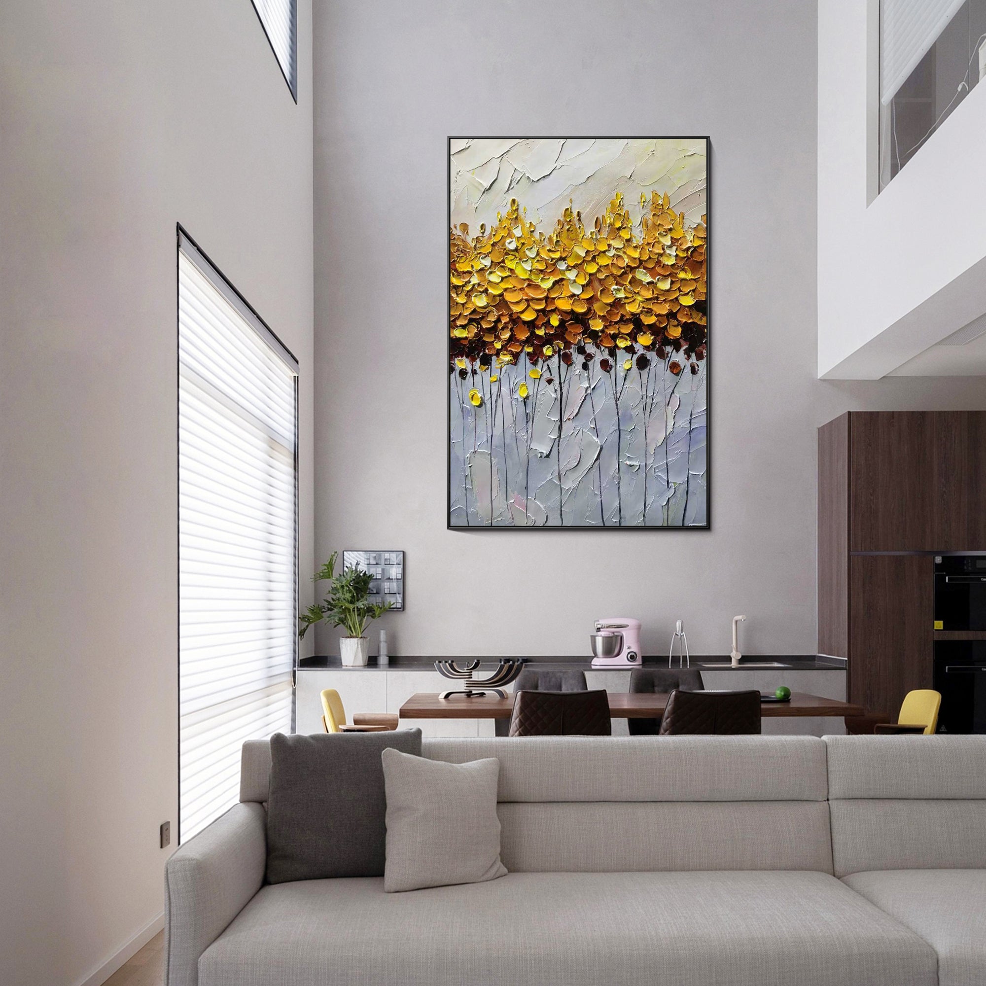 Gold Tree Painting Vertical Frame Art