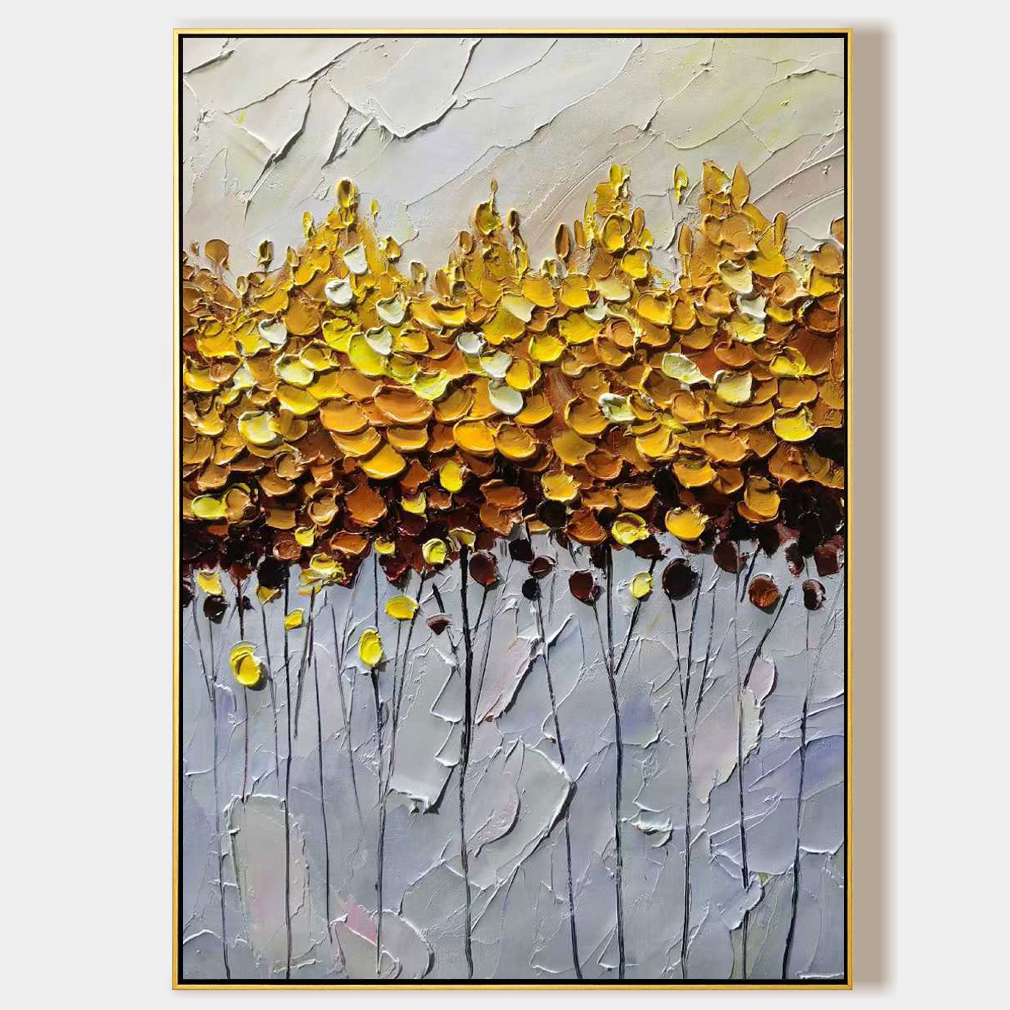 Gold Tree Painting Vertical Frame Art