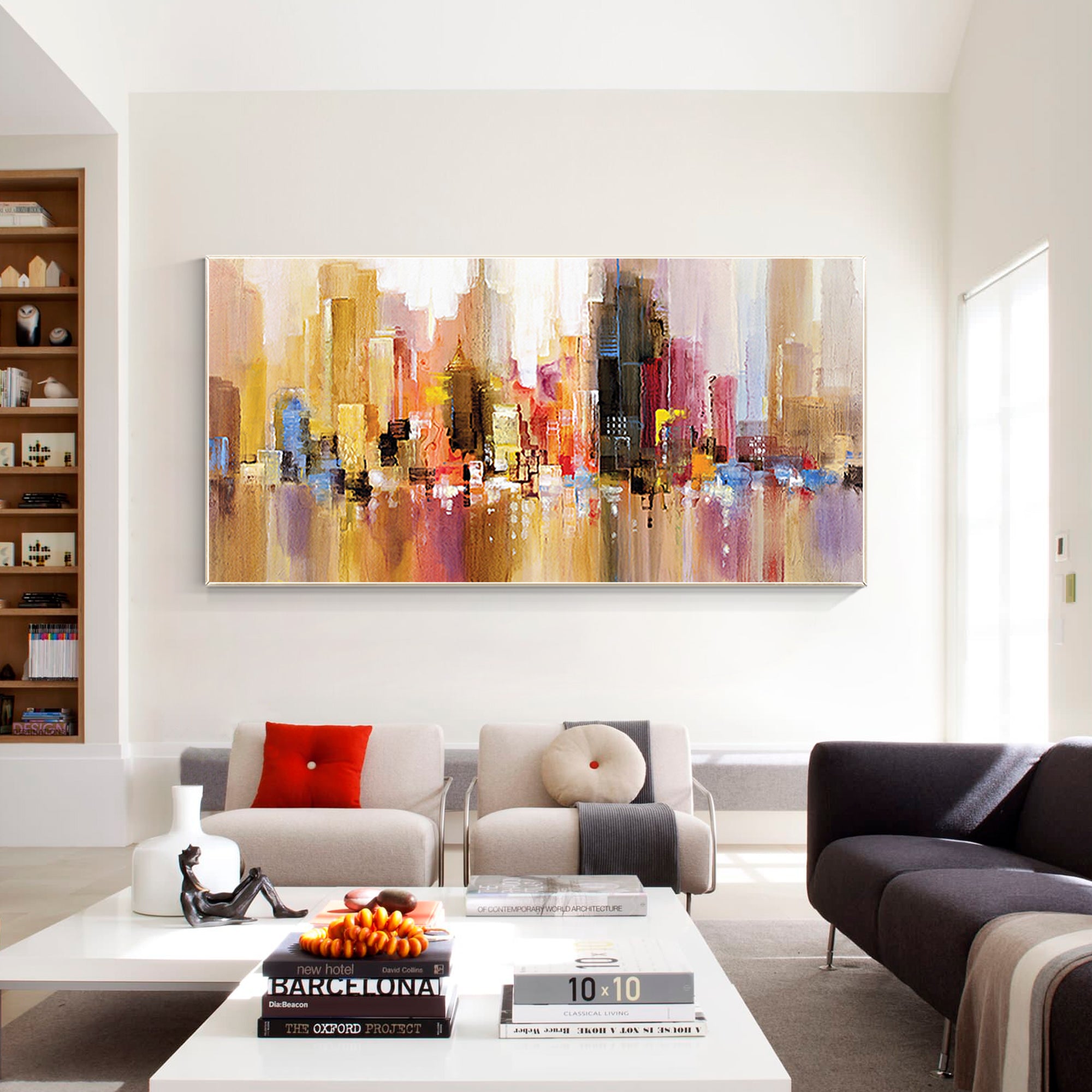 Abstract Cityscape Paintings On Canvas Original City Streets Artwork