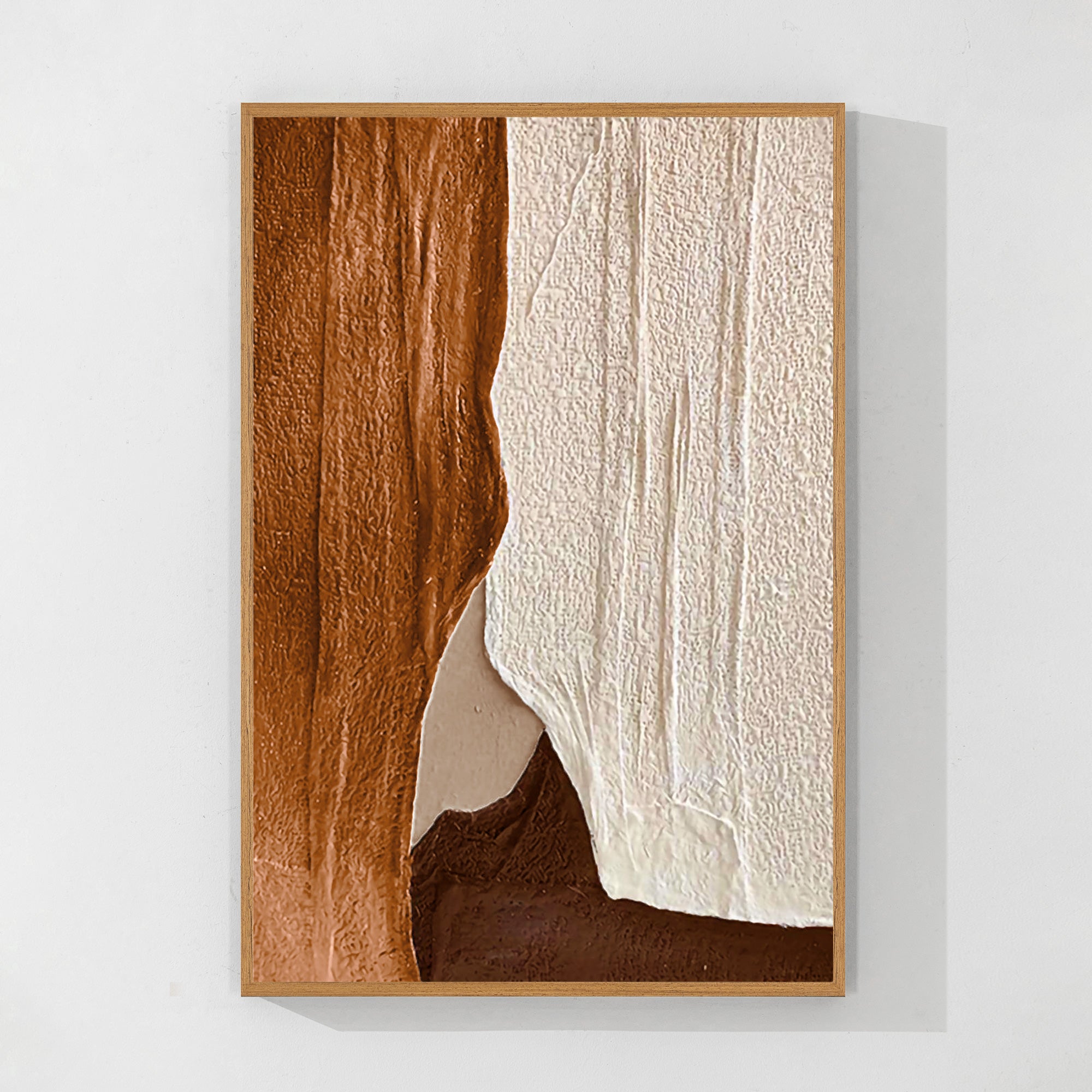 Earth Tone Minimalist Painting 3D Plaster Style