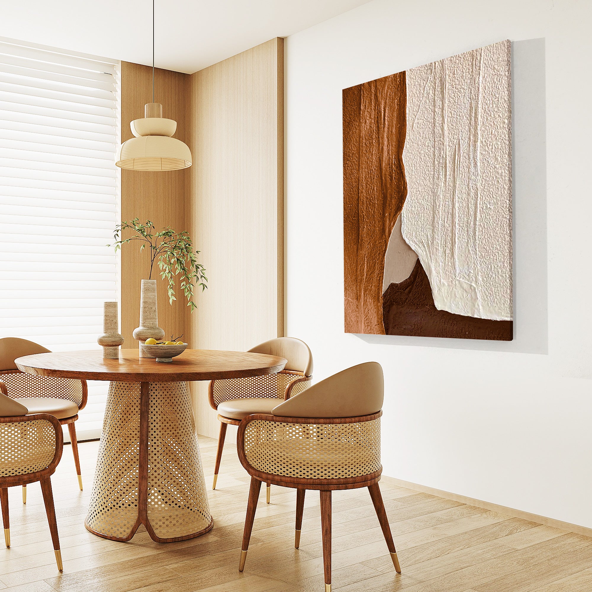 Earth Tone Minimalist Painting 3D Plaster Style