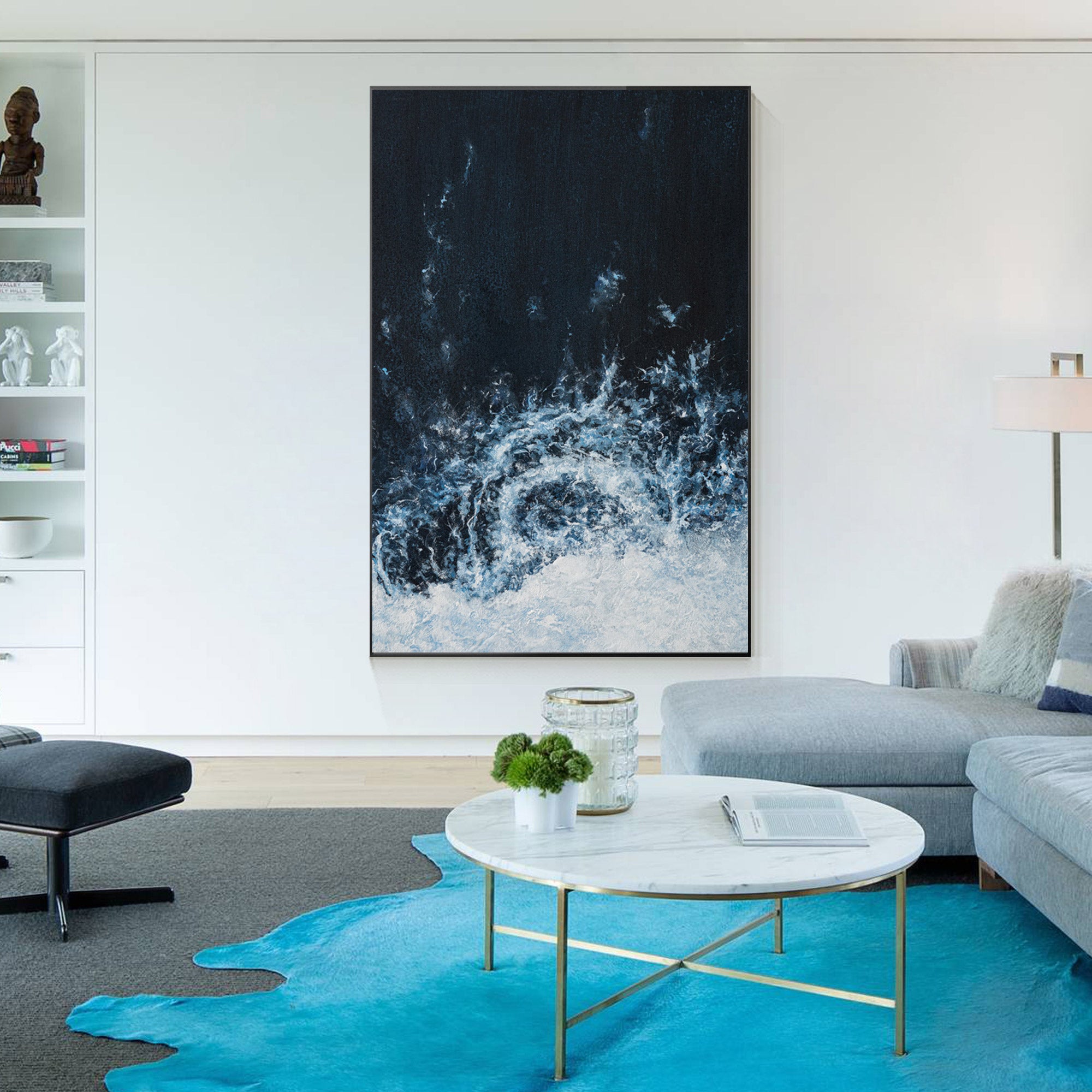 Deep Blue Ocean Abstract Oil Painting