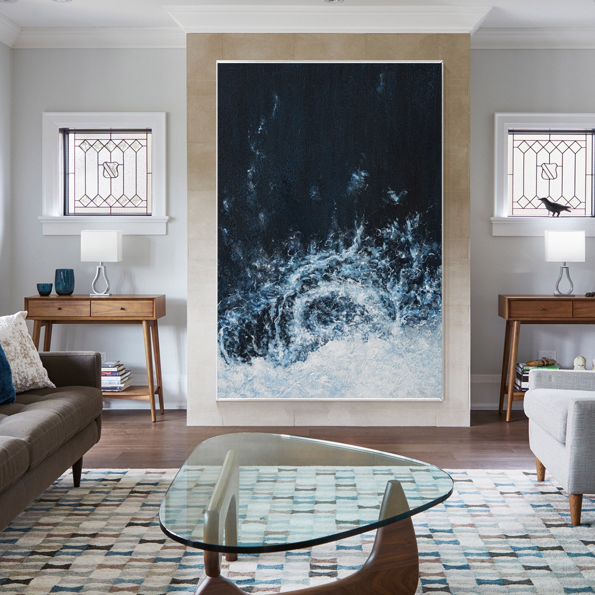 Deep Blue Ocean Abstract Oil Painting