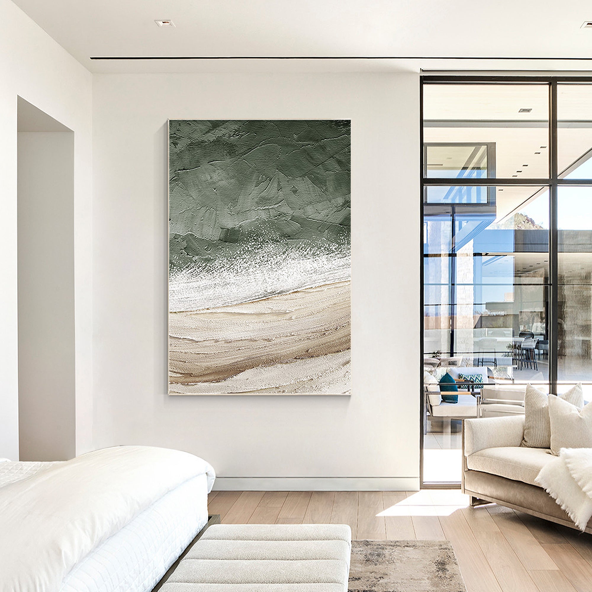 Beach Abstract Oil Painting Large Vertical Art