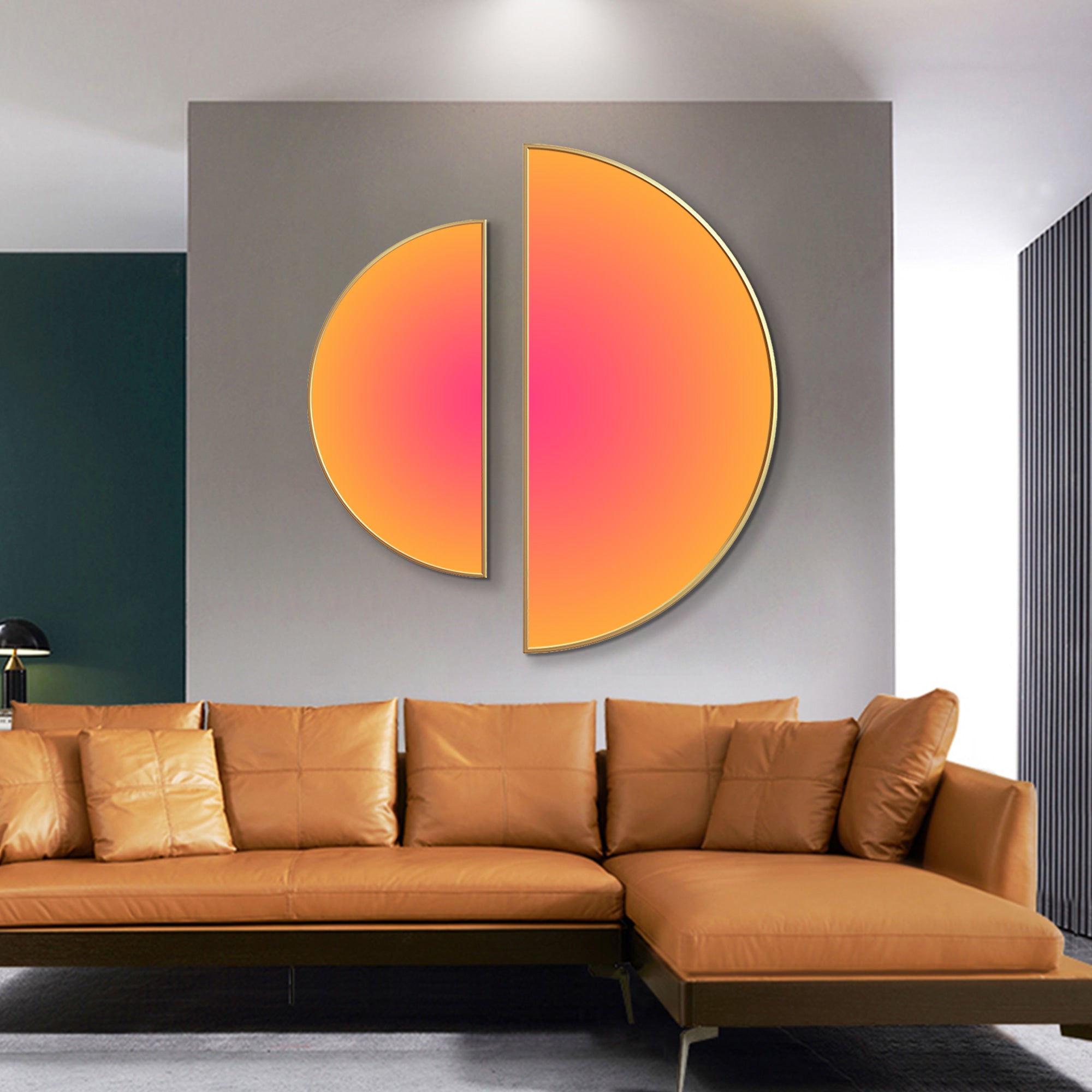 Hot Pink Orange Colorful Round Wall Art