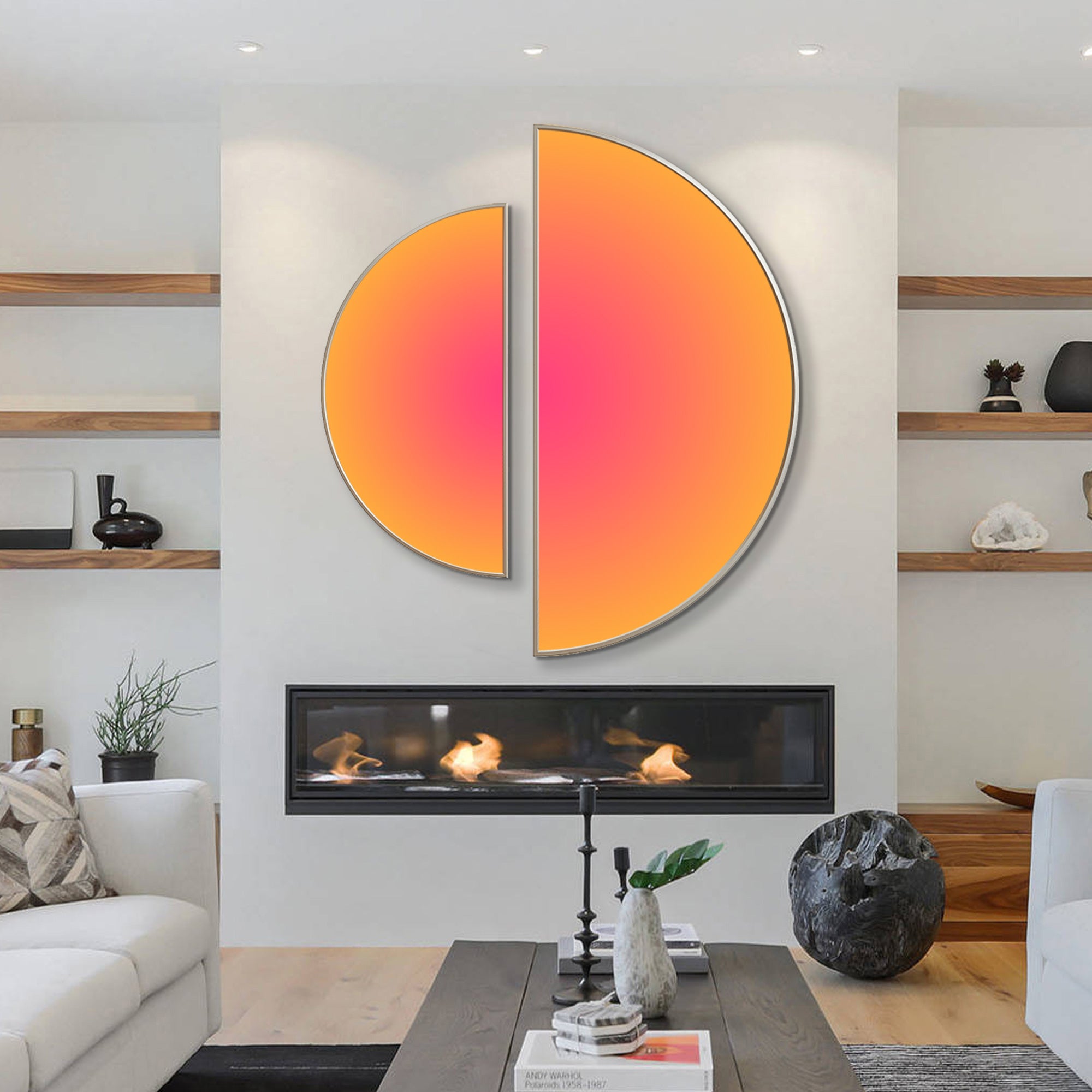 Hot Pink Orange Colorful Round Wall Art