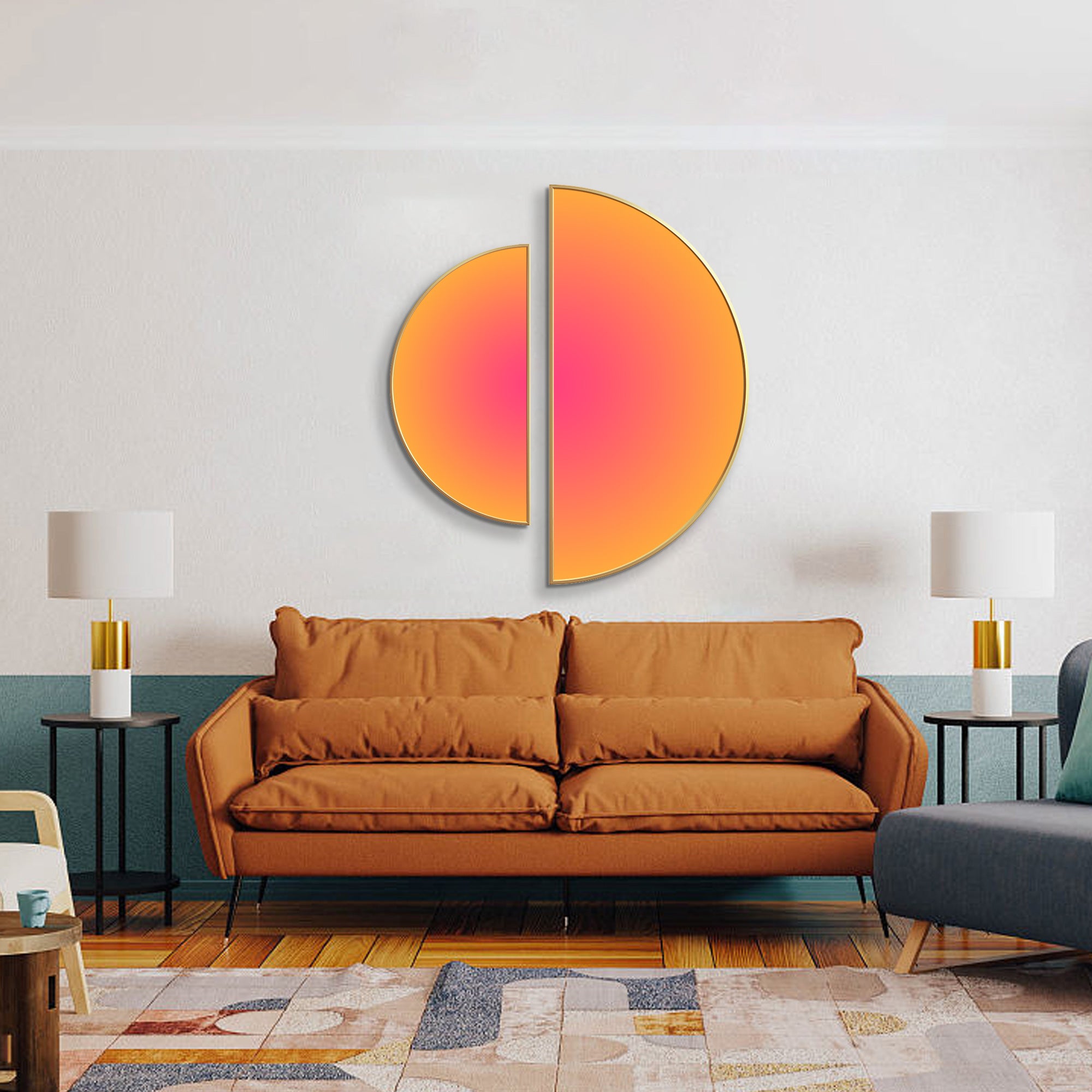 Hot Pink Orange Colorful Round Wall Art