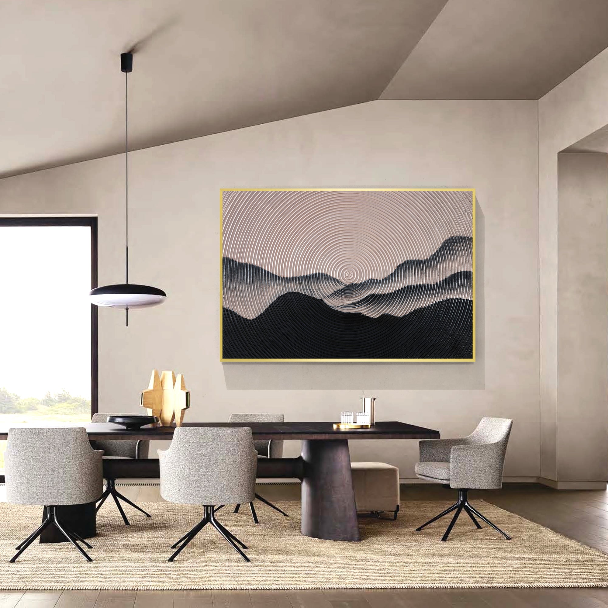 Mountain Landscape Painting Circle Wall Art