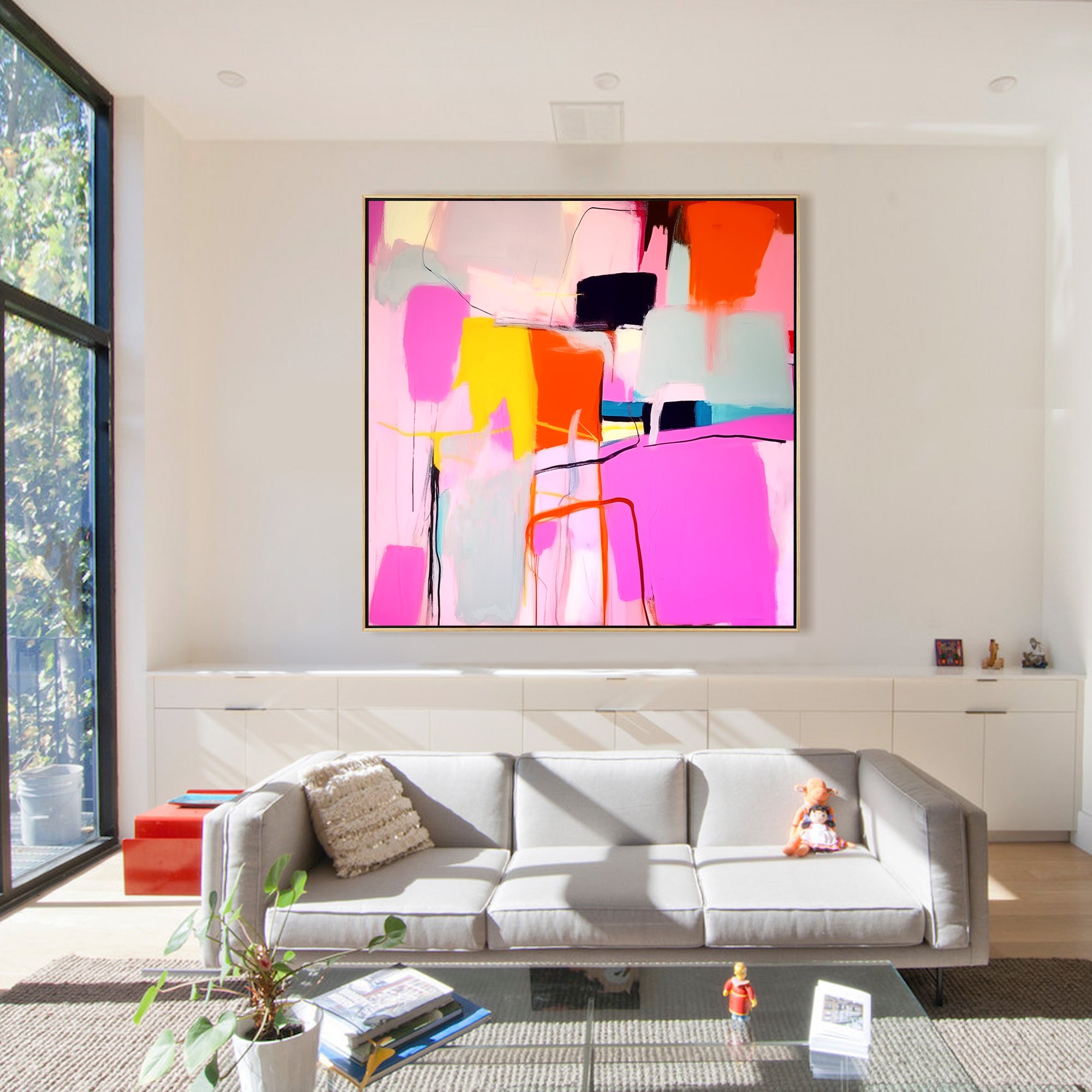 Large Hot Pink Abstract Painting