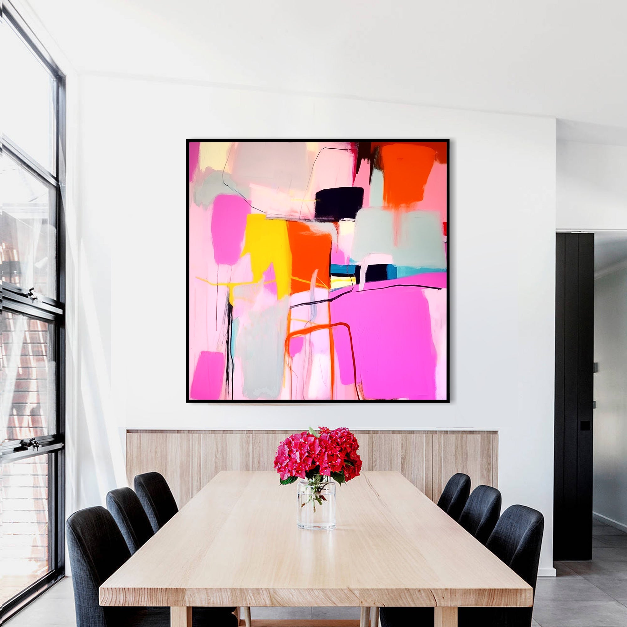 Large Hot Pink Abstract Painting