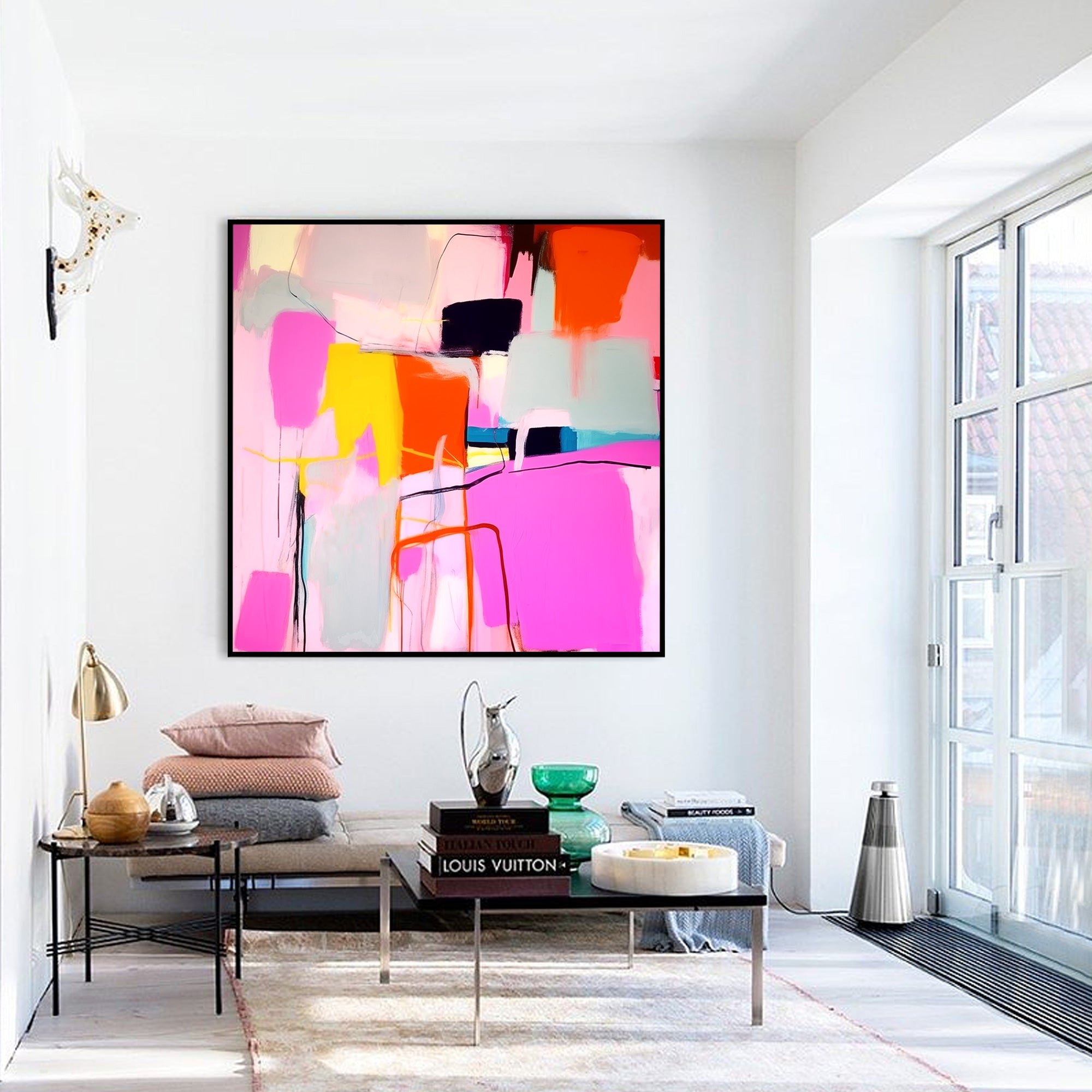 Large Hot Pink Abstract Painting