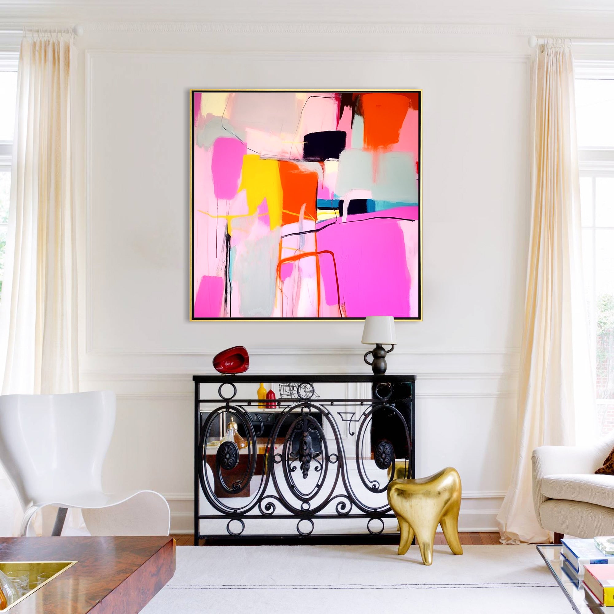 Large Hot Pink Abstract Painting