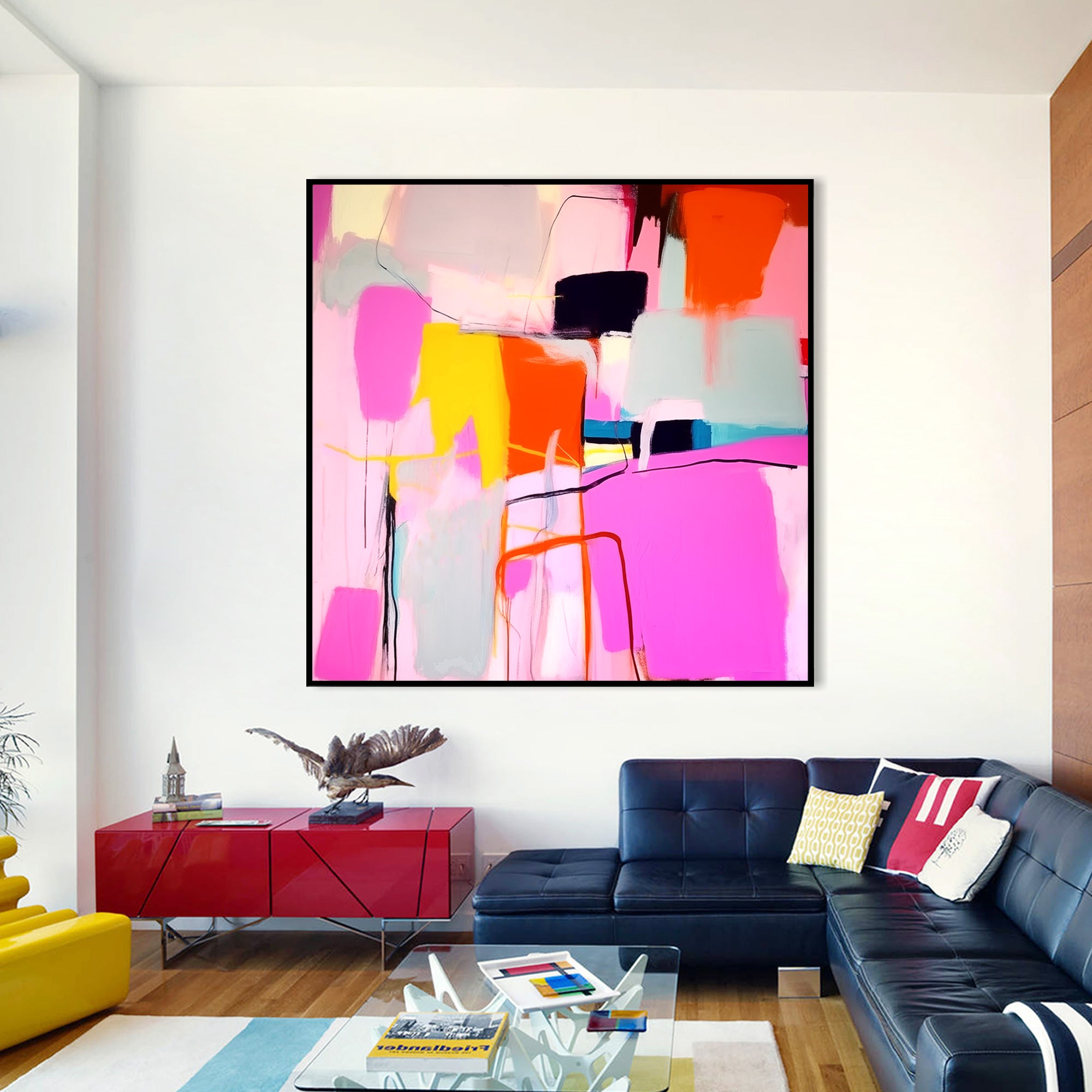 Large Hot Pink Abstract Painting