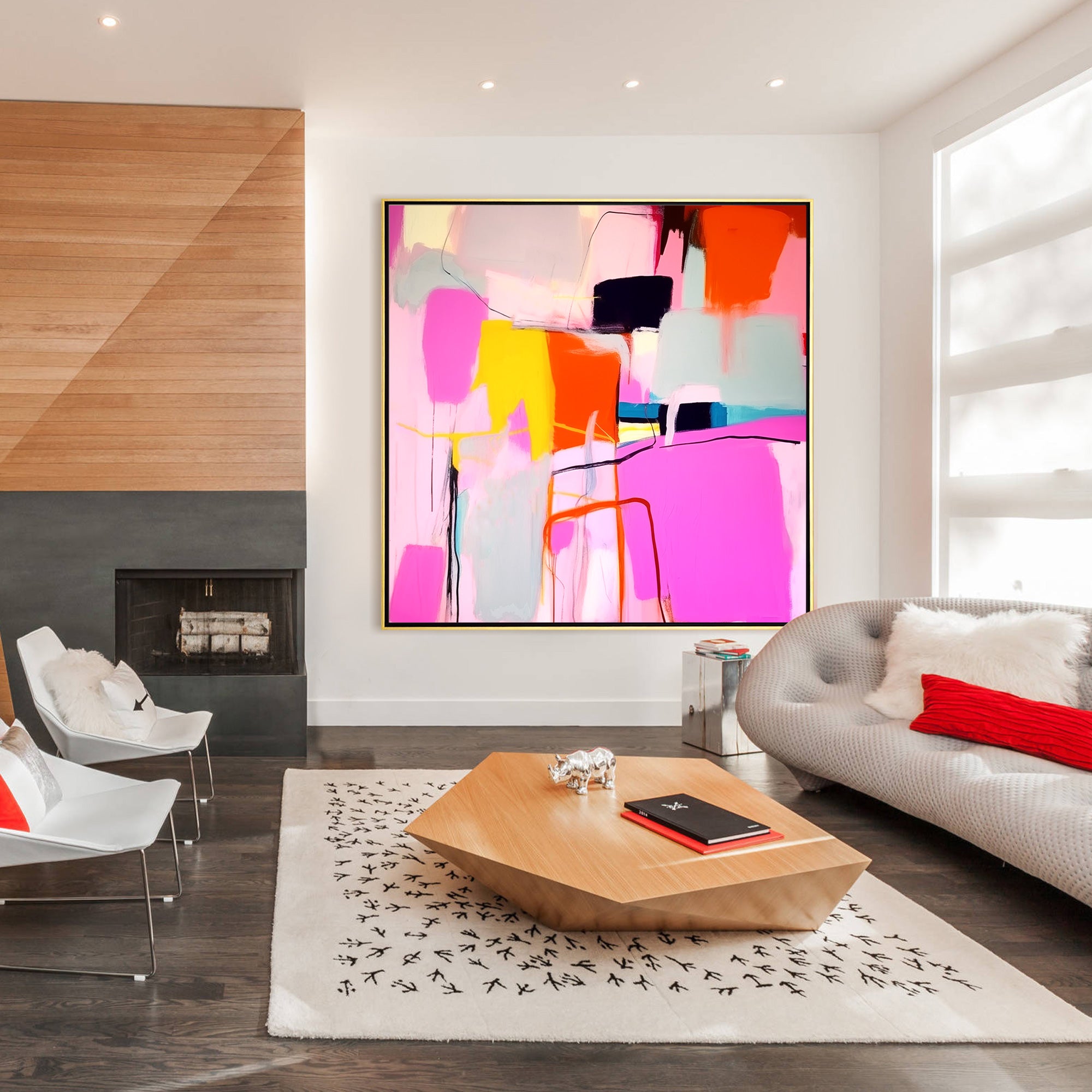 Large Hot Pink Abstract Painting