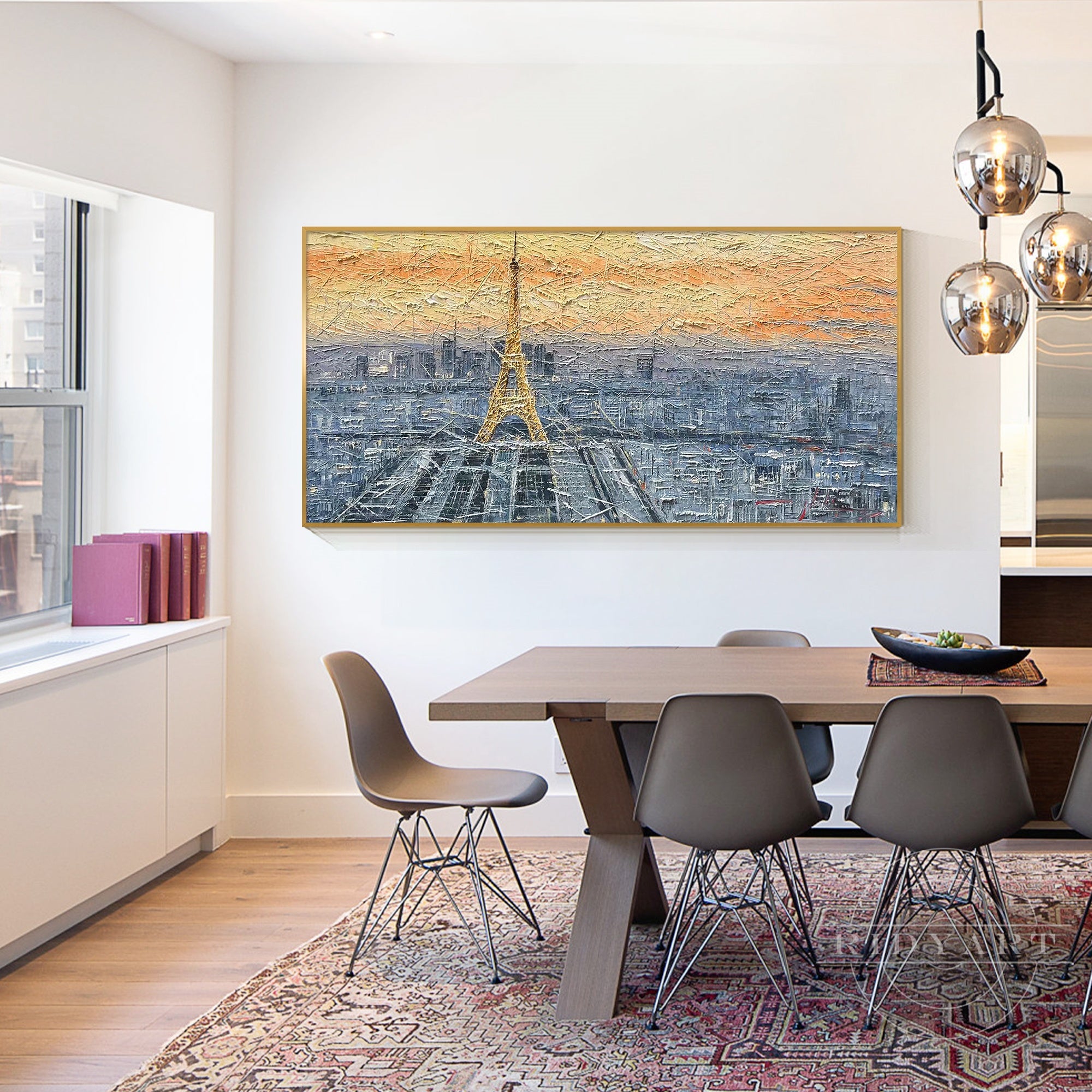 Abstract Paris skyline painting with the Eiffel Tower