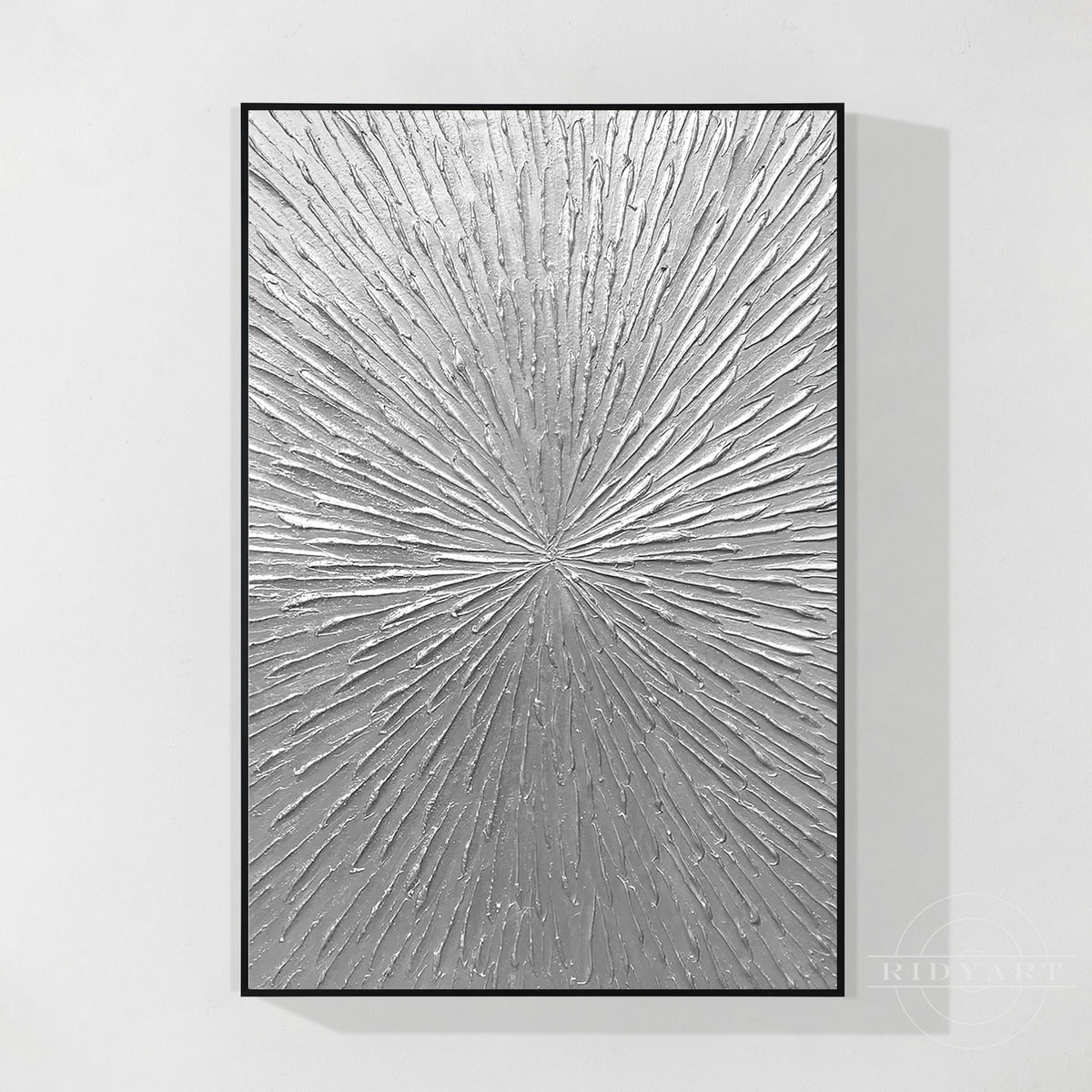 Silver Rays Abstract Thick Textured Minimalist Wall Art
