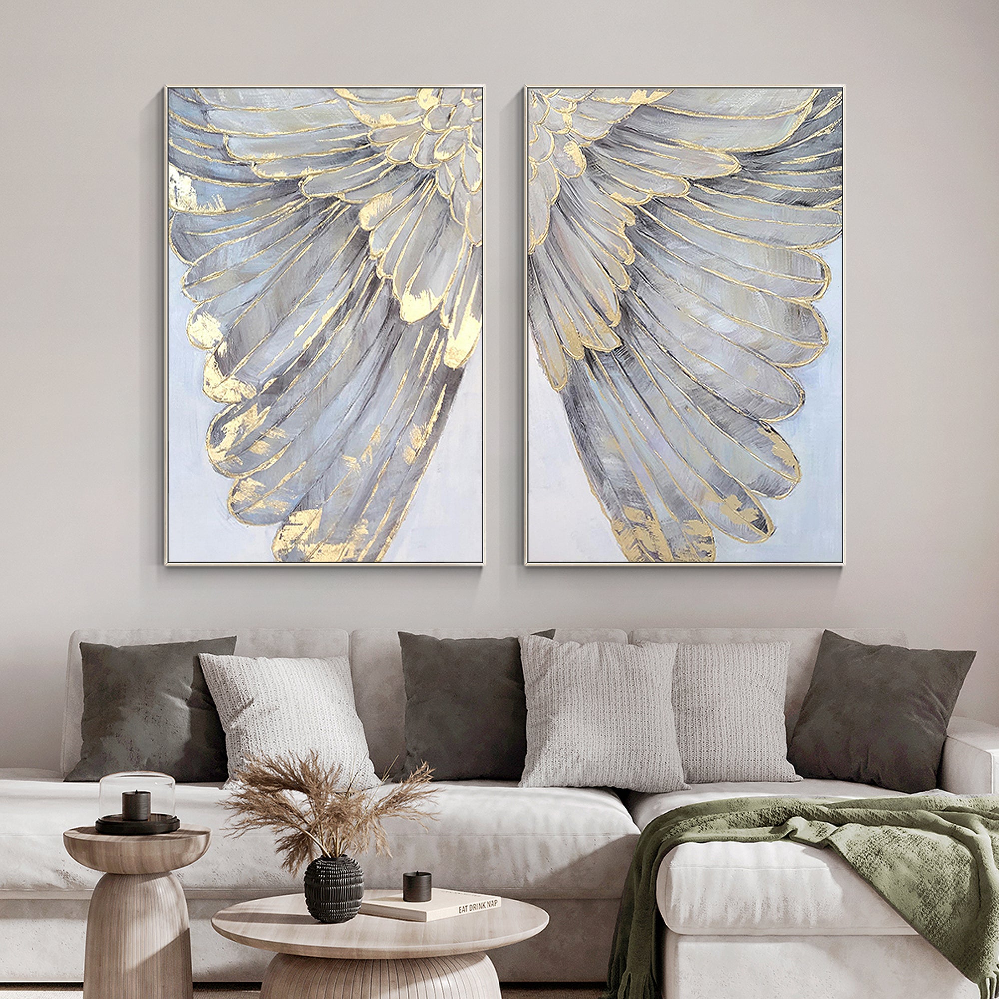 Abstract silver-gray and gold wall art