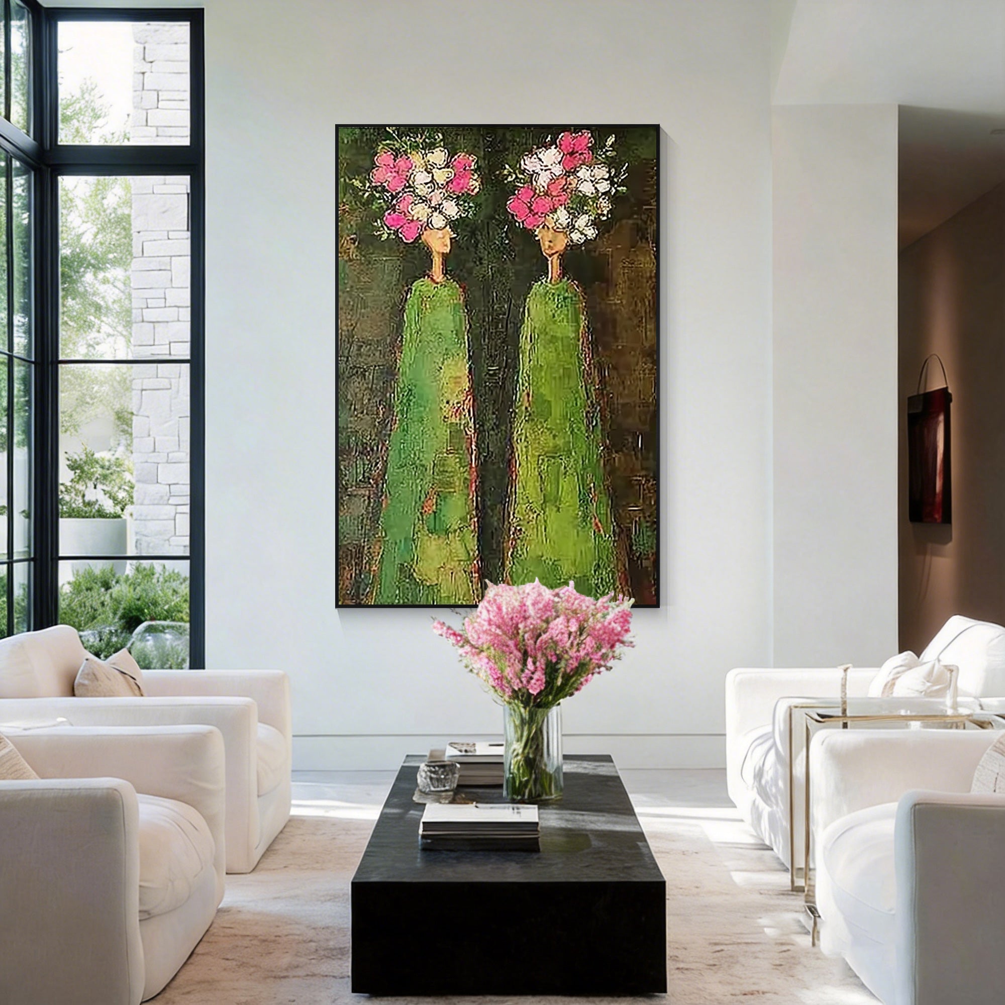 green brown floral figurative canvas wall decor